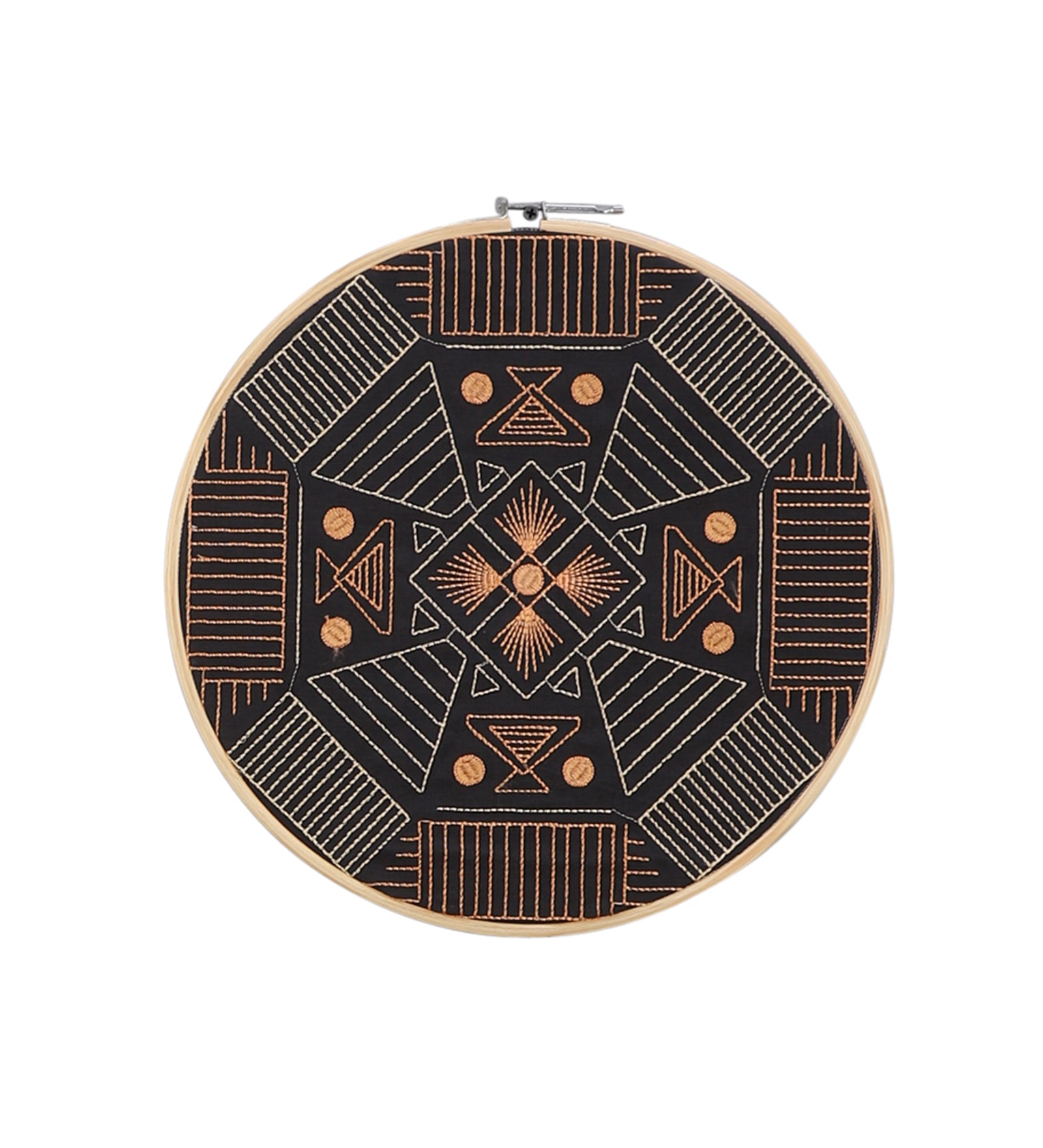 Black Embroidered Hoops (Single)