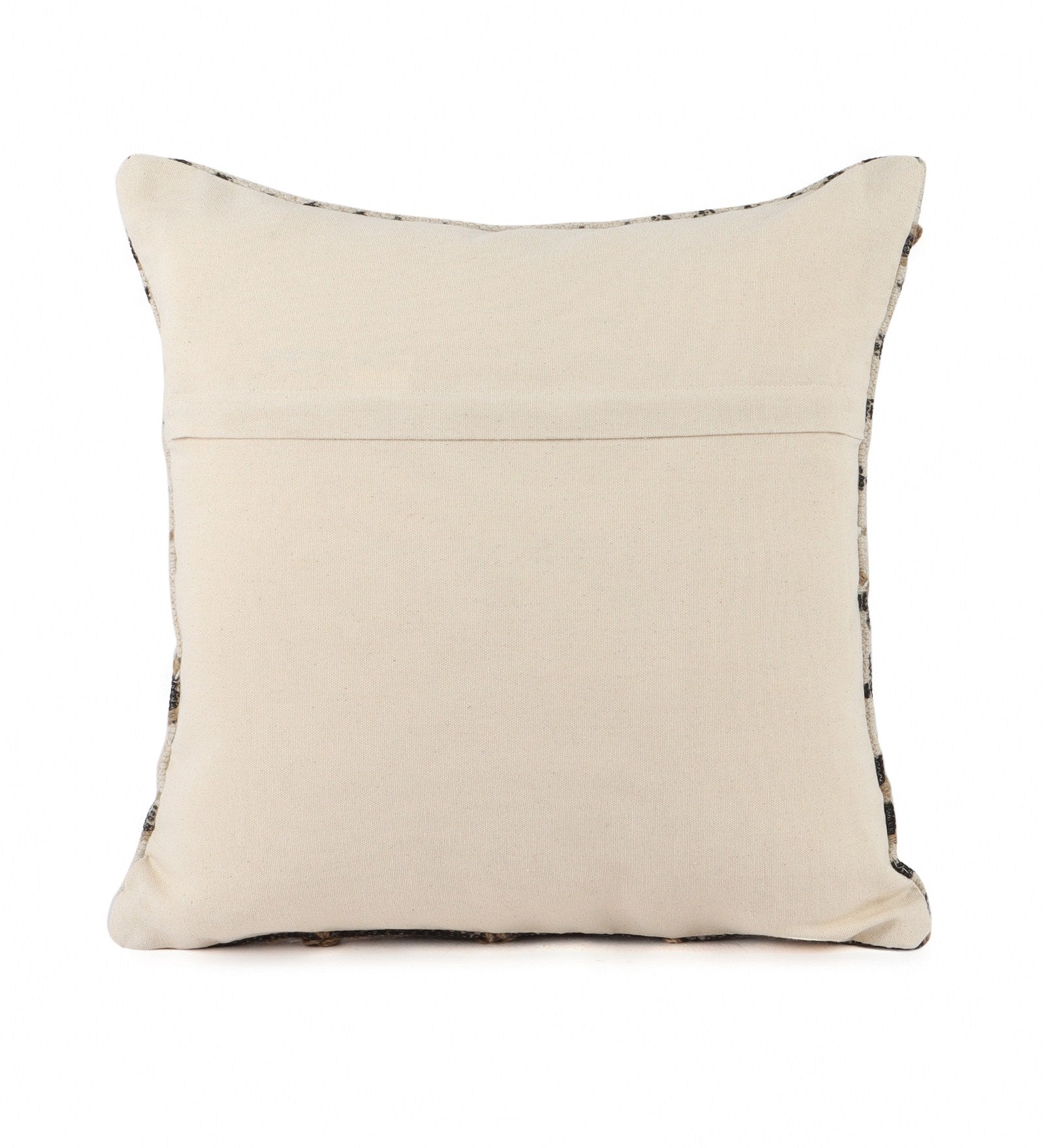 Embroidered Contemporary Cushion Cover (Black-Beige Square)
