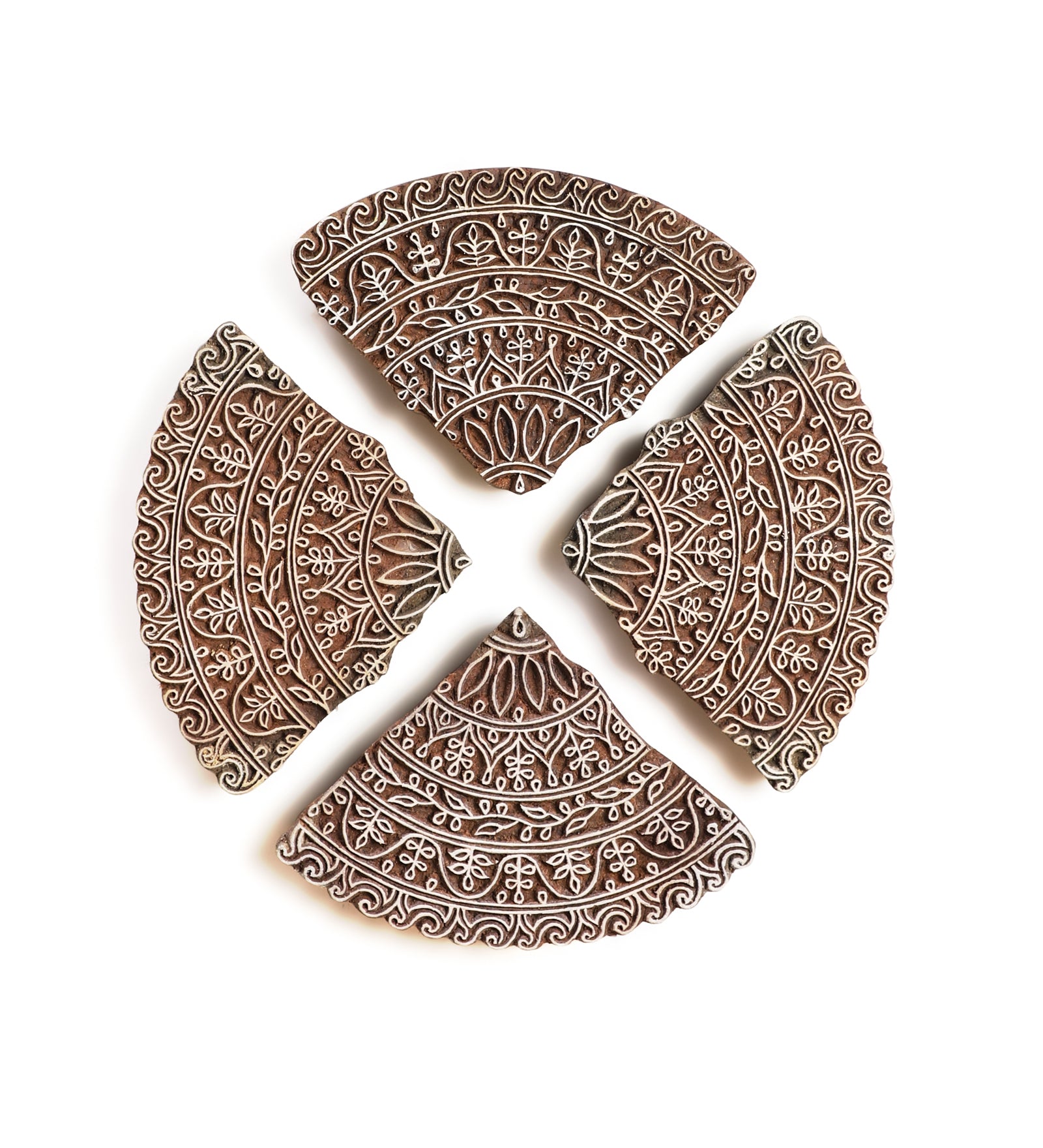 Ethnic Motifs - Handcarved Round Wall Hanging (set of 4)
