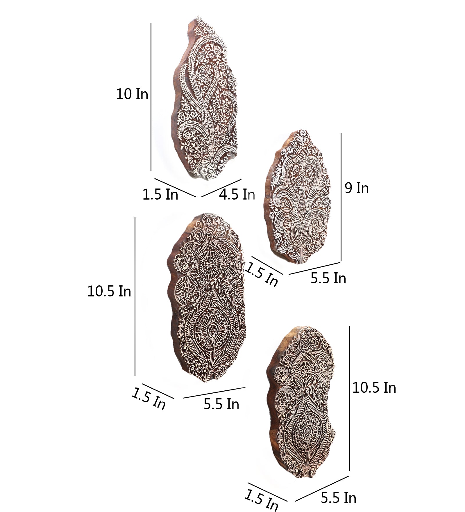 Ethnic Motifs - Handcarved Wall Hanging (set of 4)