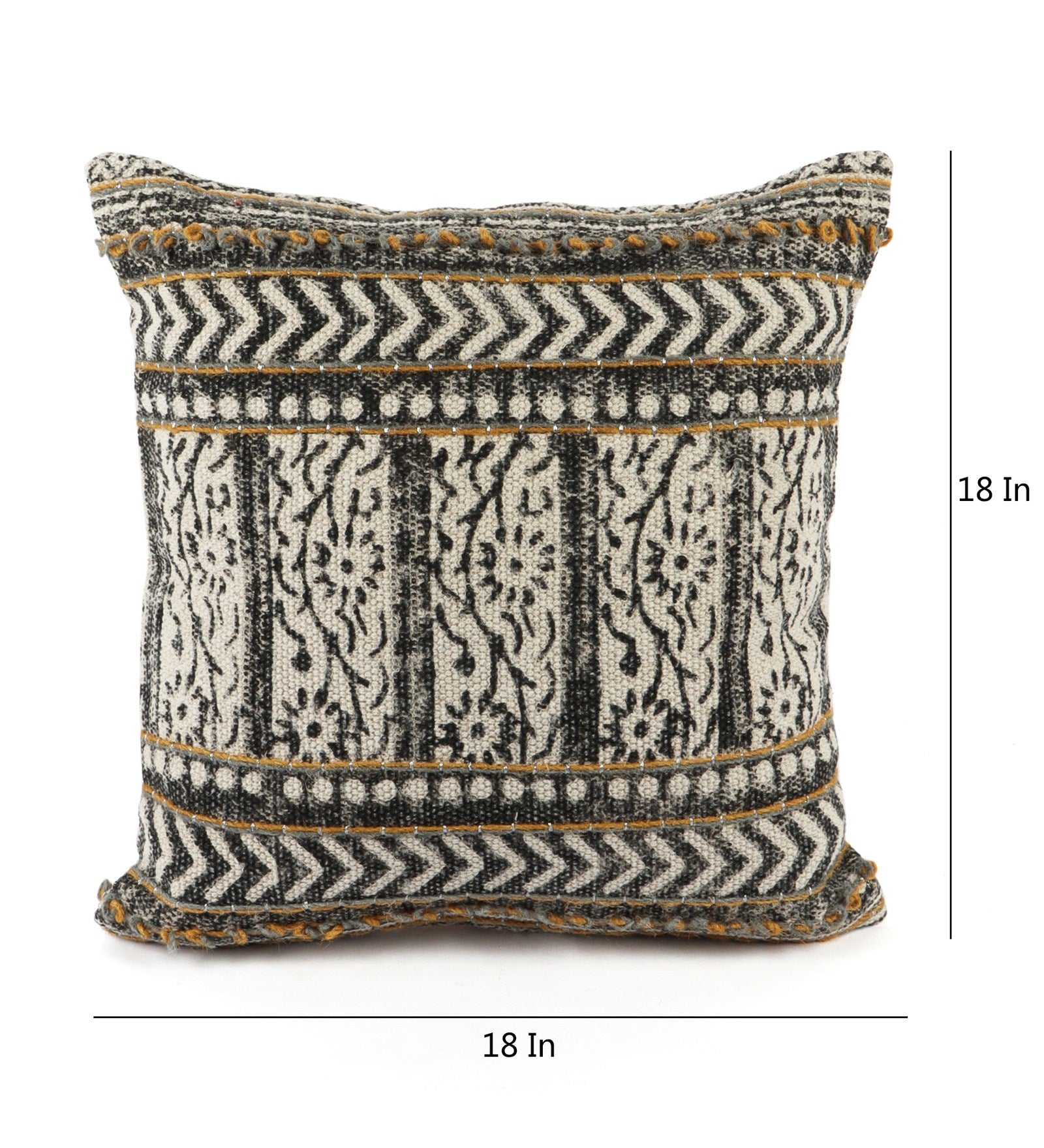 Embroidered Contemporary Cushion Cover (Black-Beige Arrow)