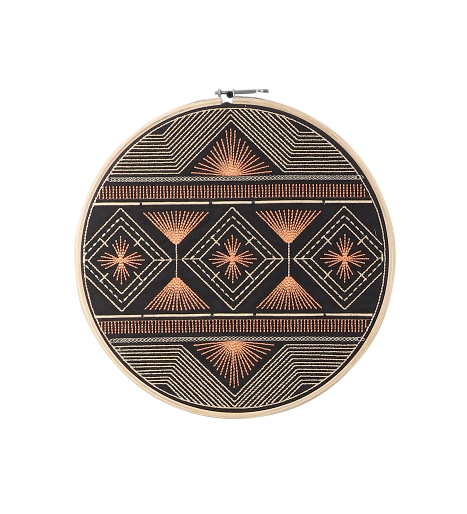 Black Embroidered Hoops (Single)
