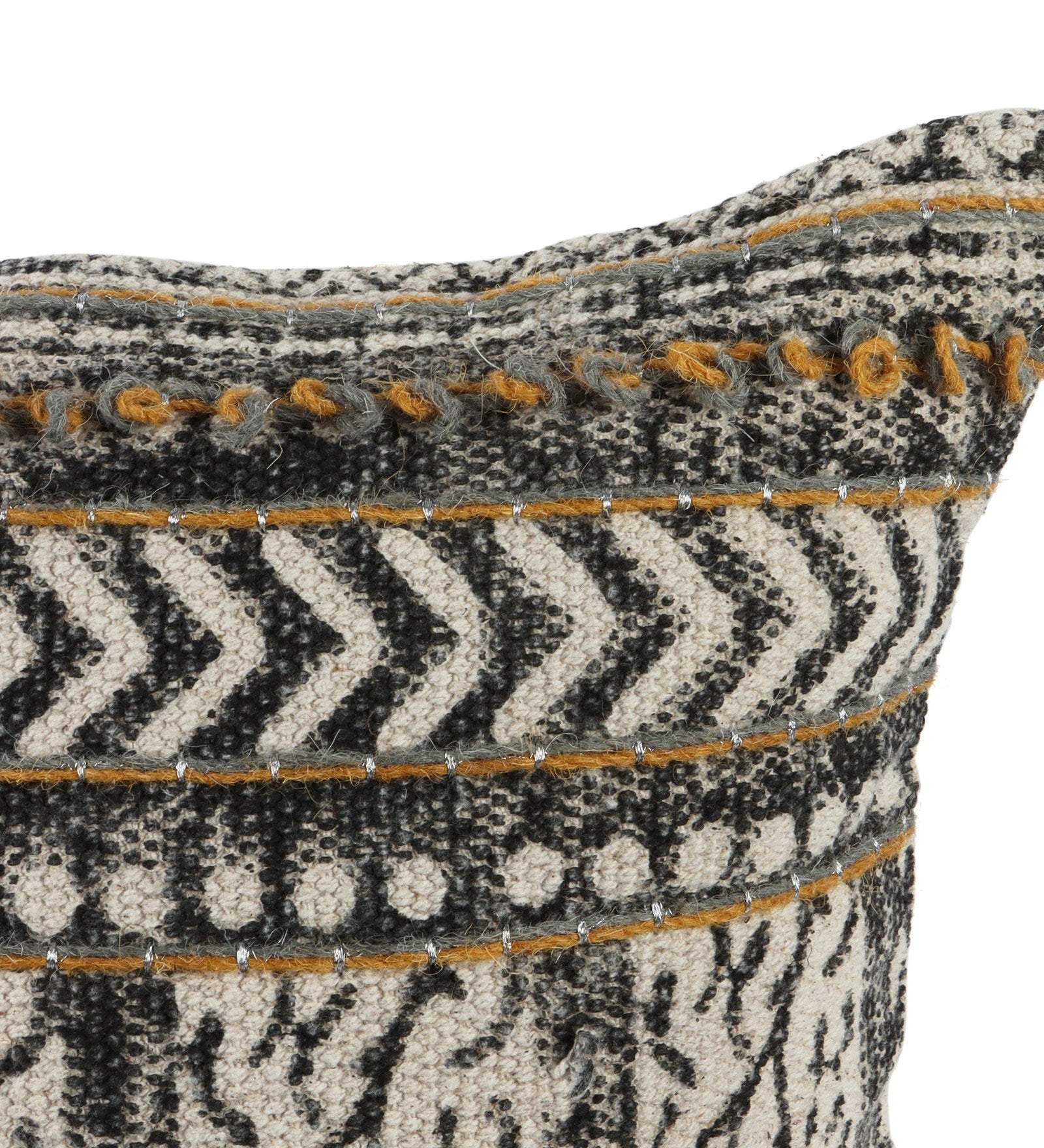 Embroidered Contemporary Cushion Cover (Black-Beige Arrow)