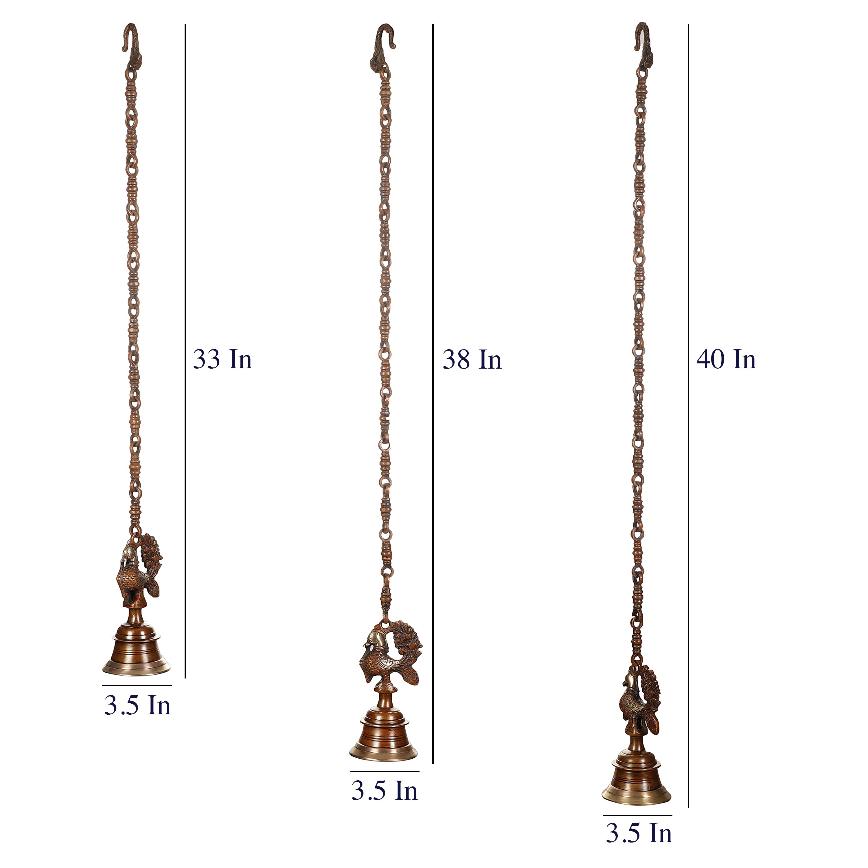 Peacock Brass Hanging Bell (Single)