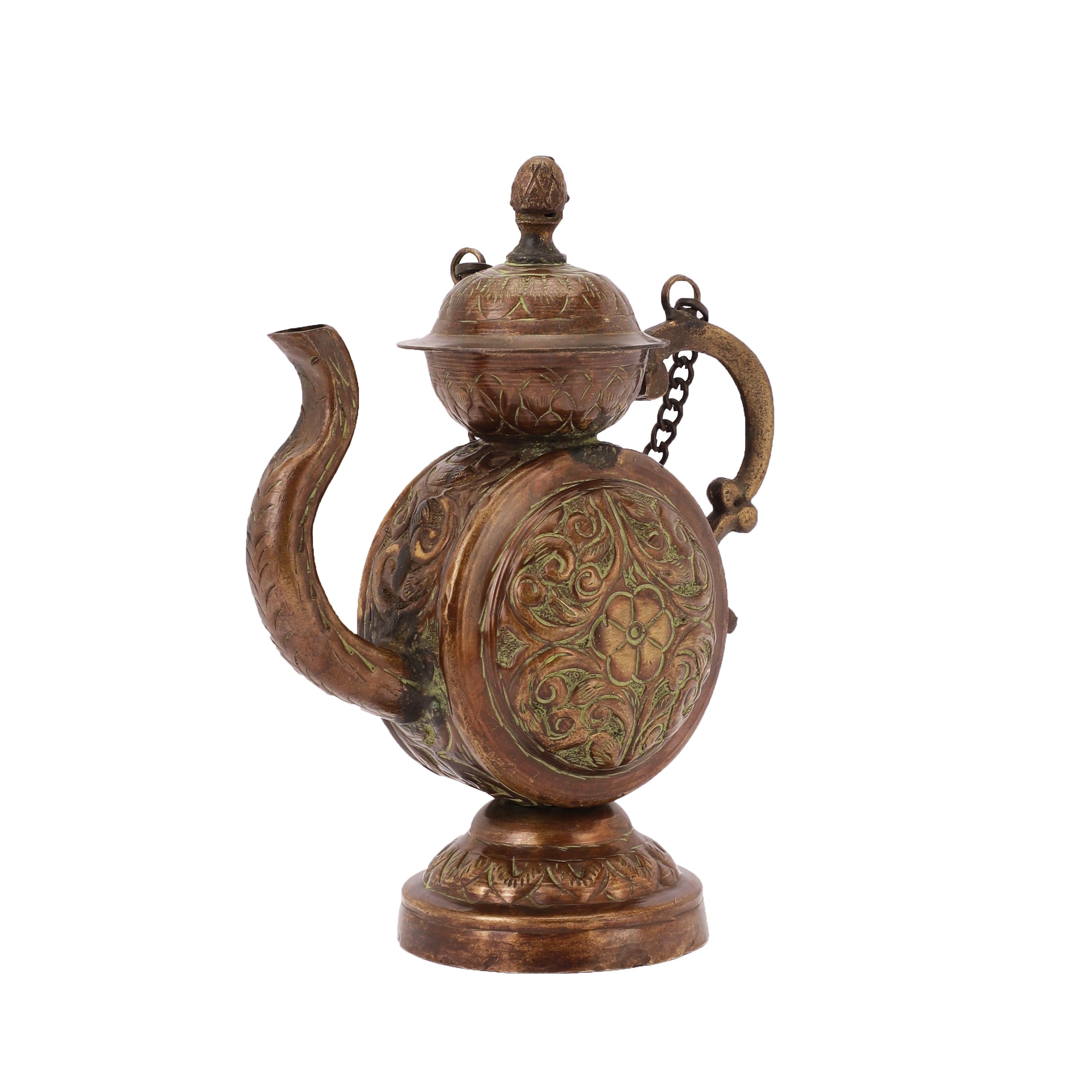 Handcarved Decorative Brass Kettle