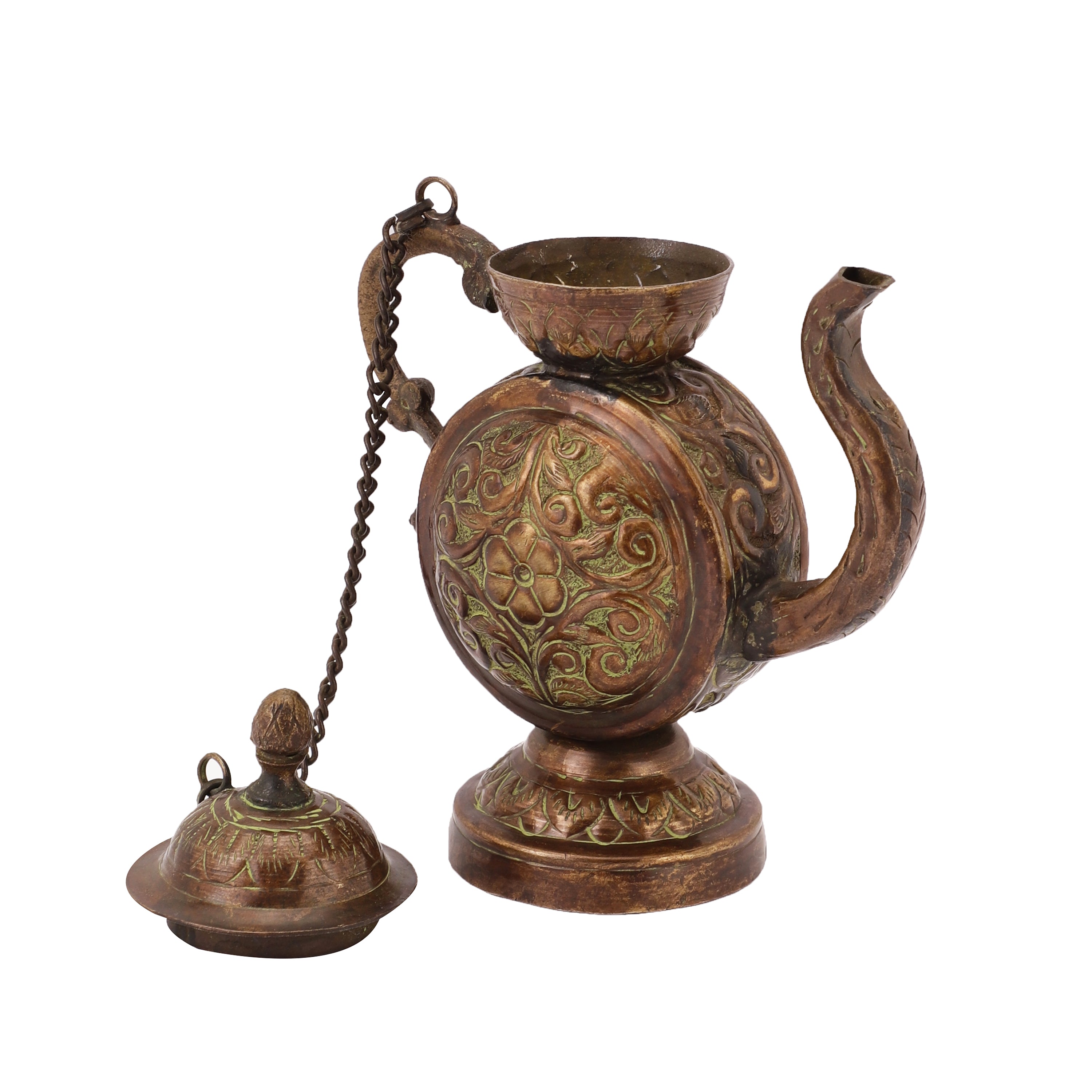 Handcarved Decorative Brass Kettle