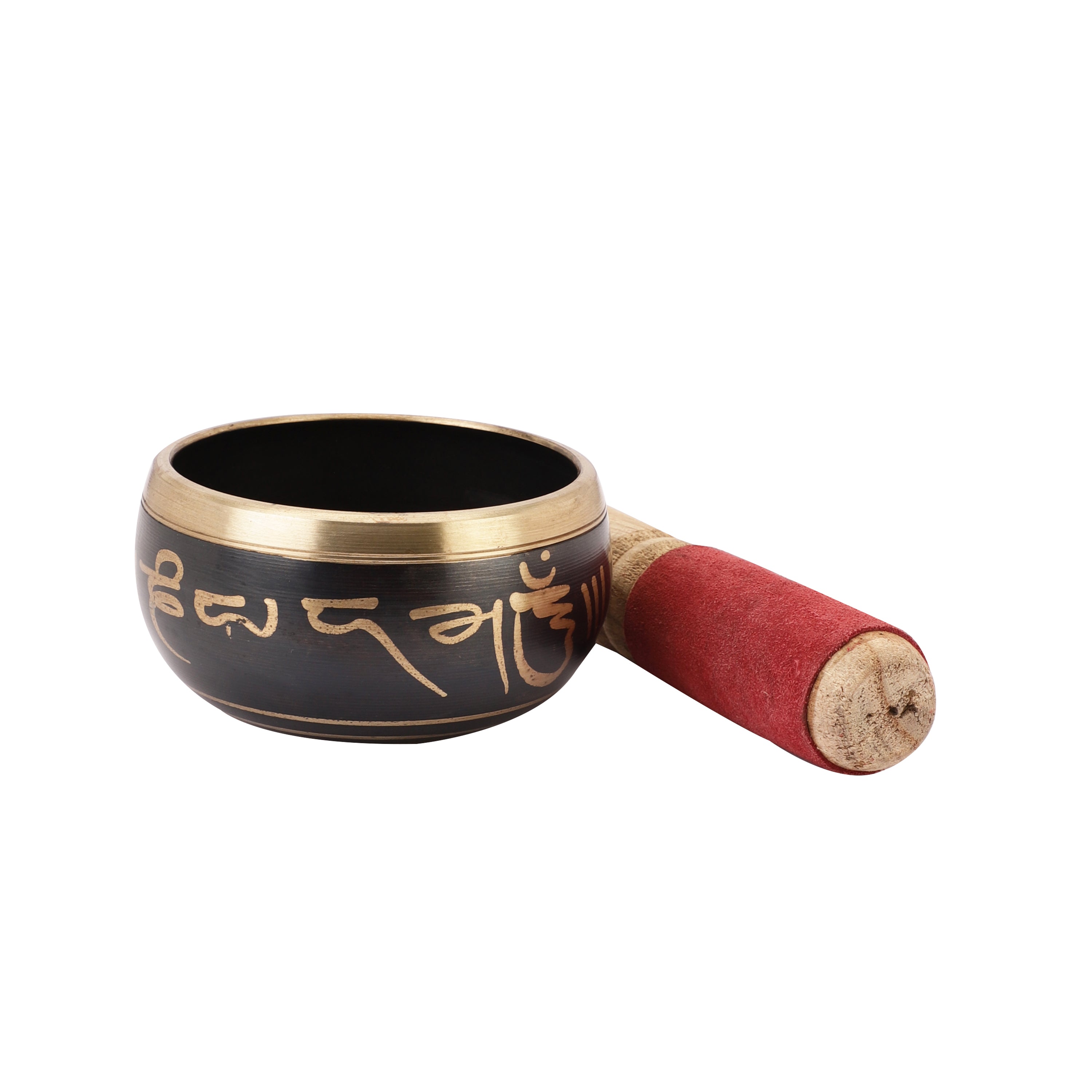 Buddha Carving Black Tibetan Singing Bowl (with stick)