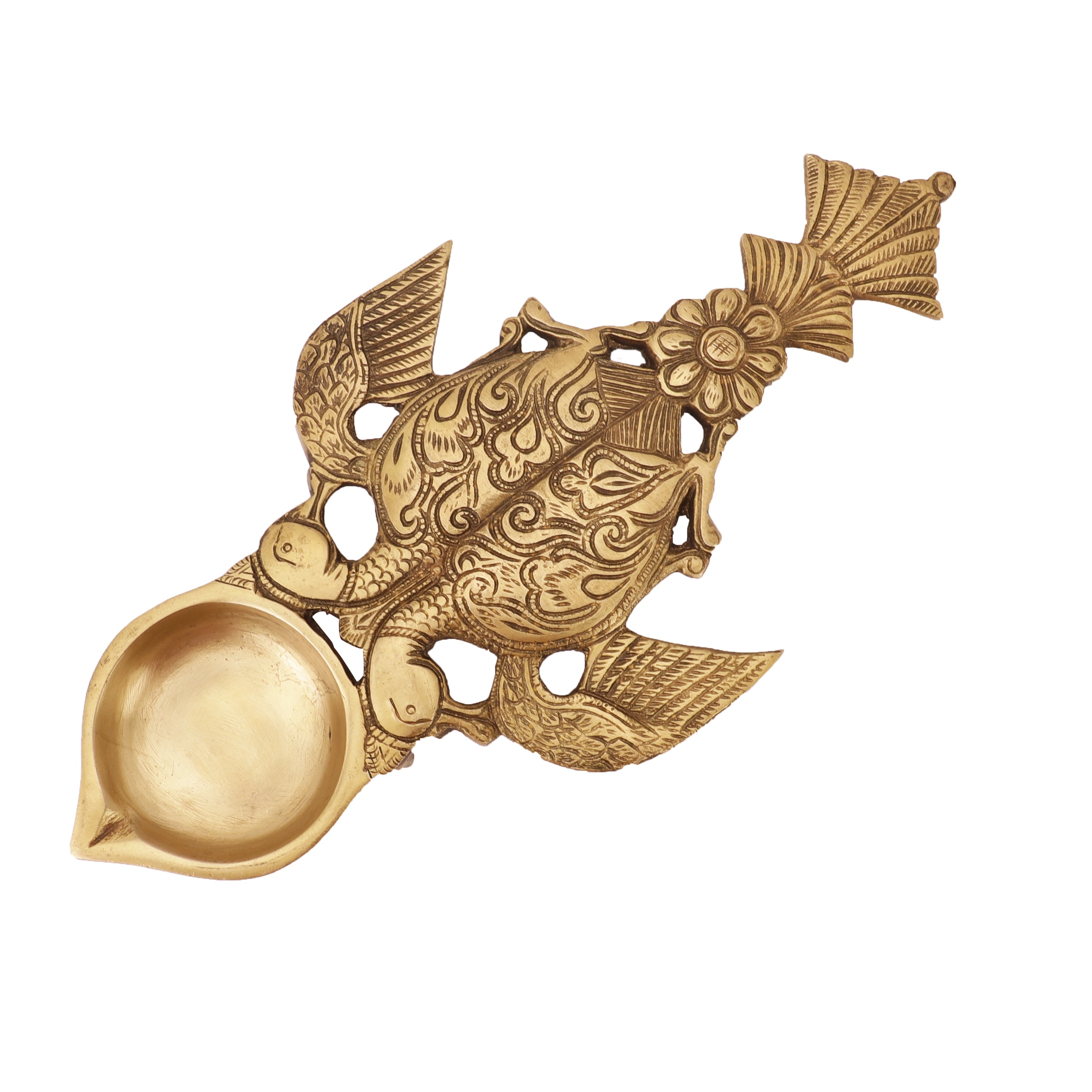 Peacock Brass Oil Lamp