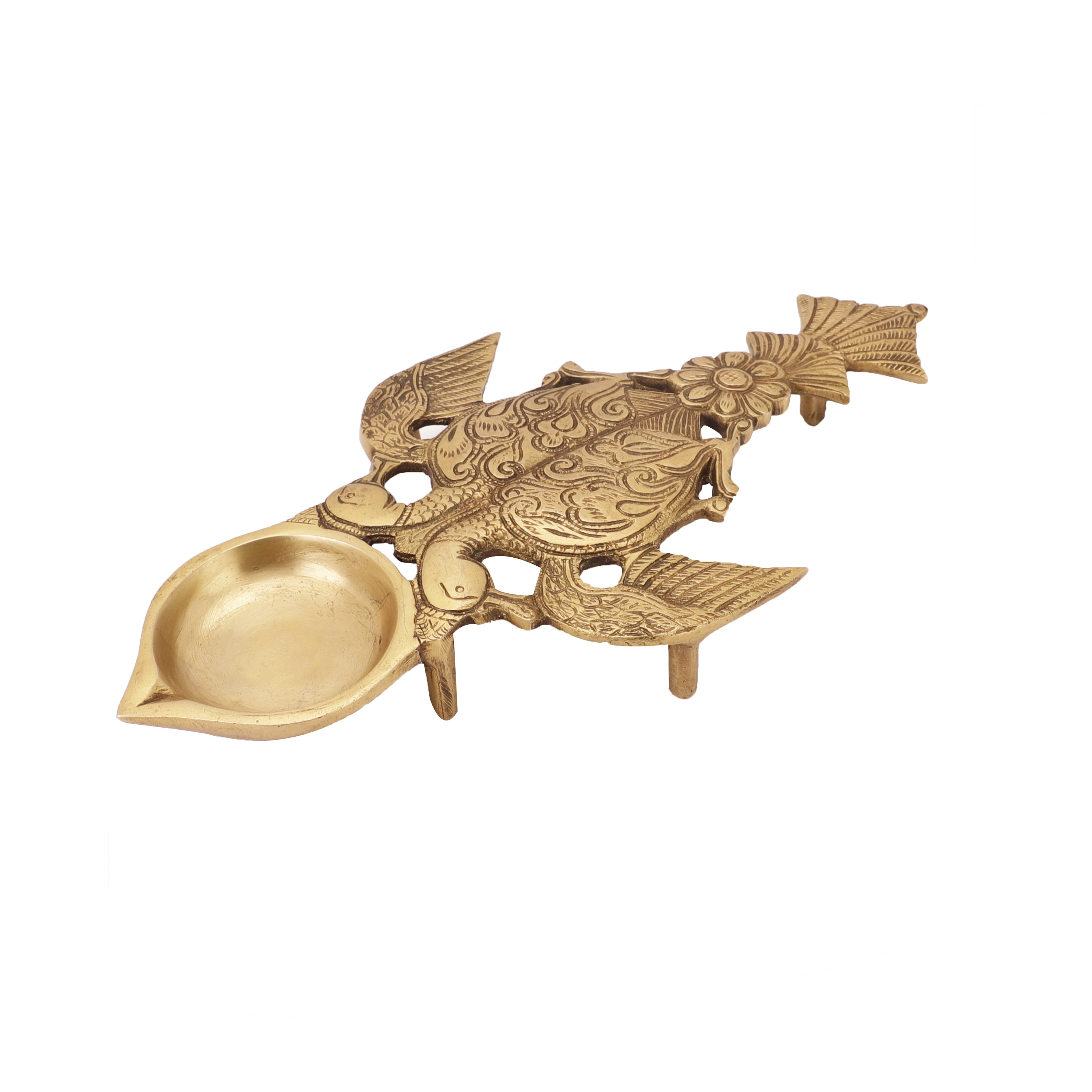 Peacock Brass Oil Lamp