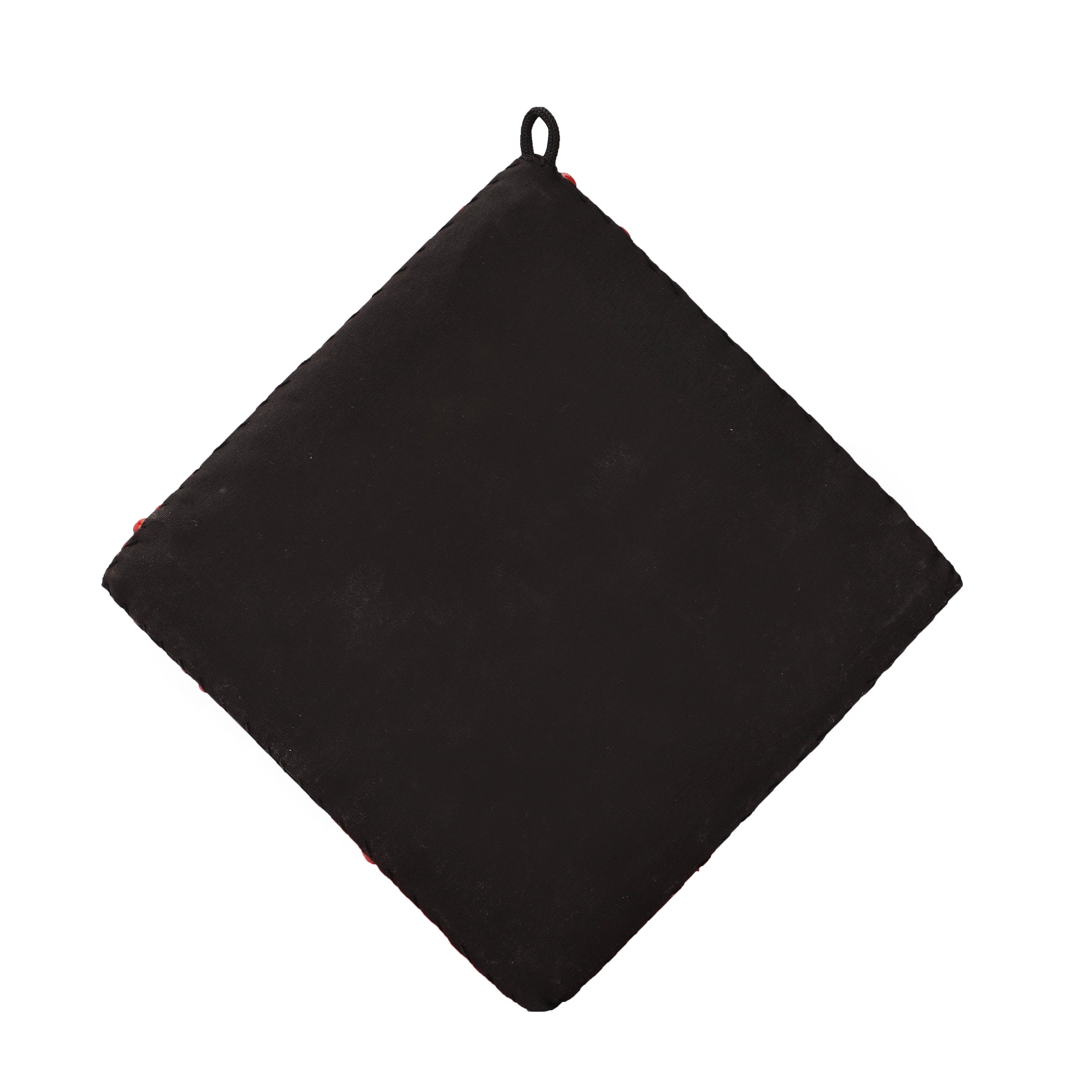 Red Beads and Stone Square Buddha Metal Wall Art