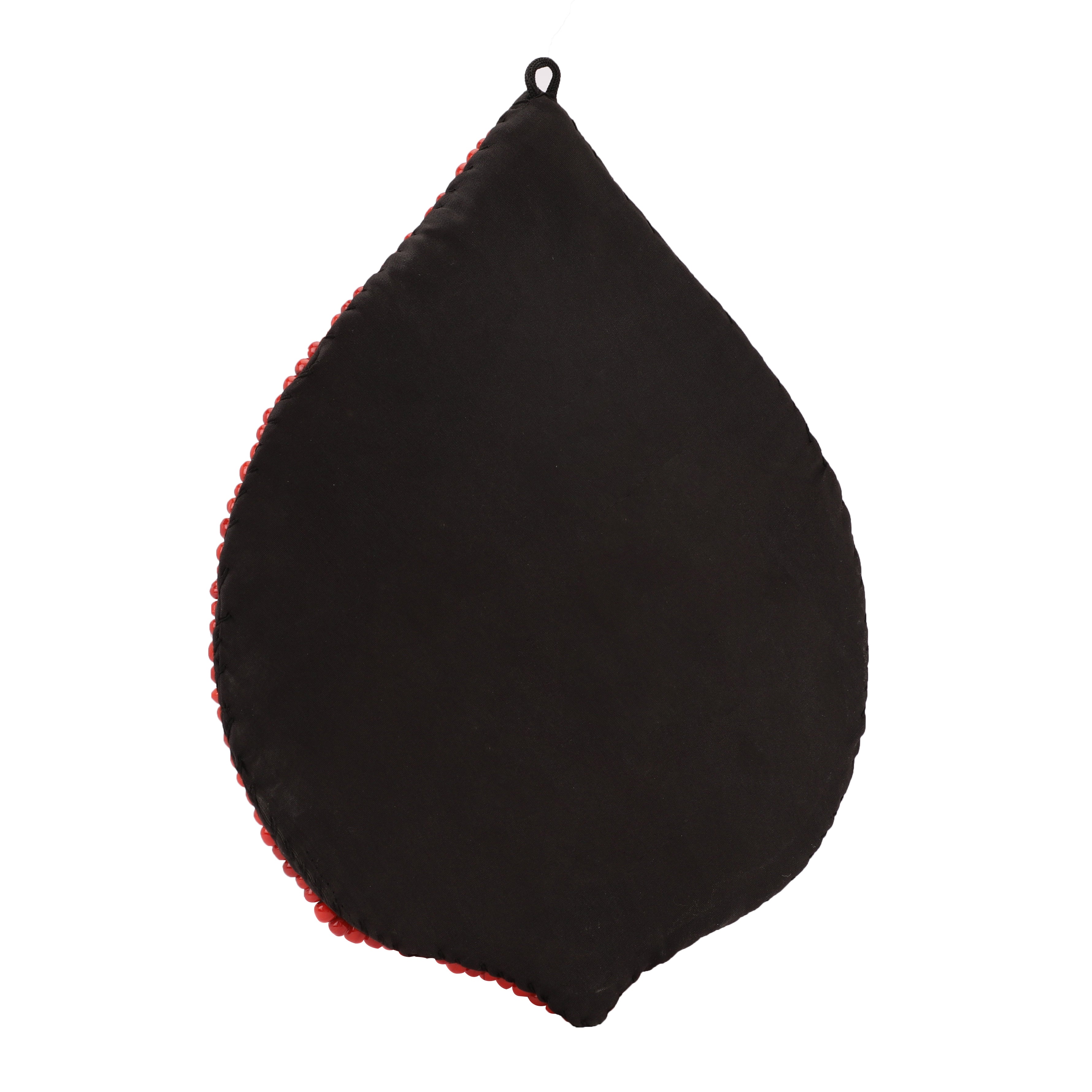 Red Beads and Stone Leaf Buddha Metal Wall Art