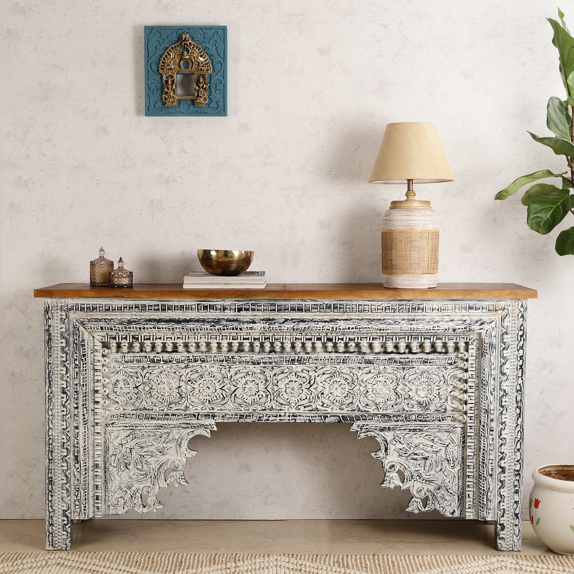 Riwaayat Handcrafted Navy Blue Console Table