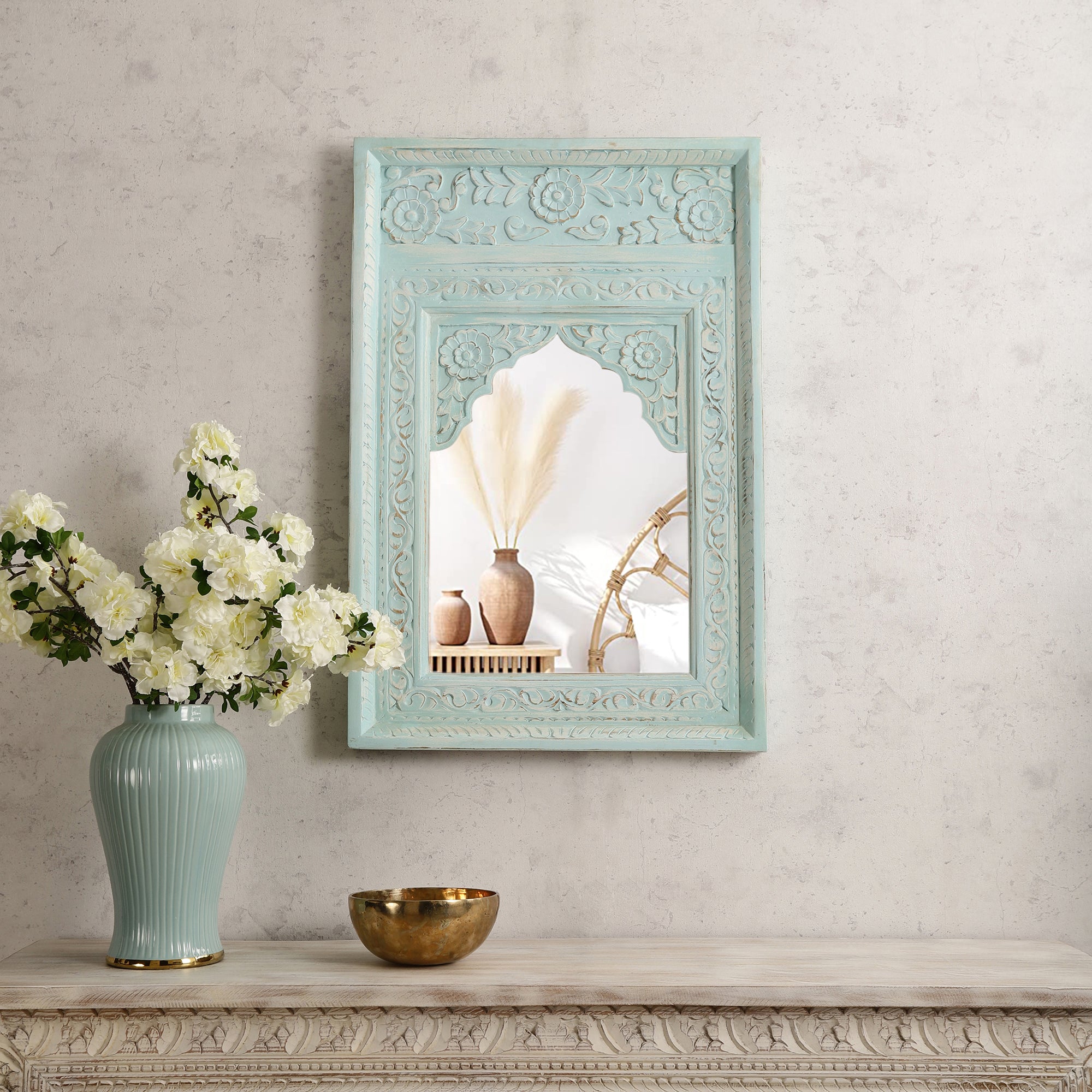 Fizaa Jharokha Blue Wall Mirror