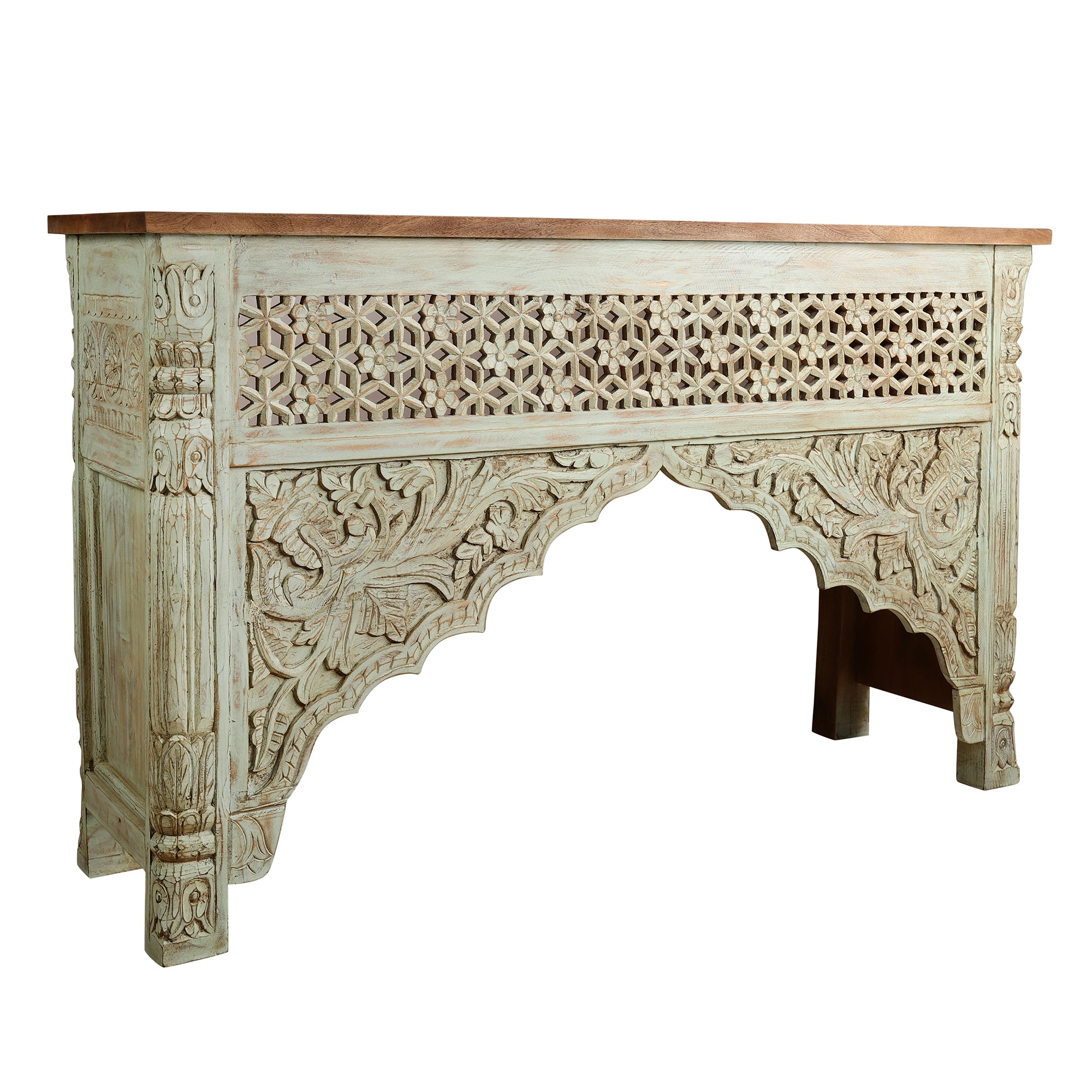 Mizaz Handcrafted Green Console Table