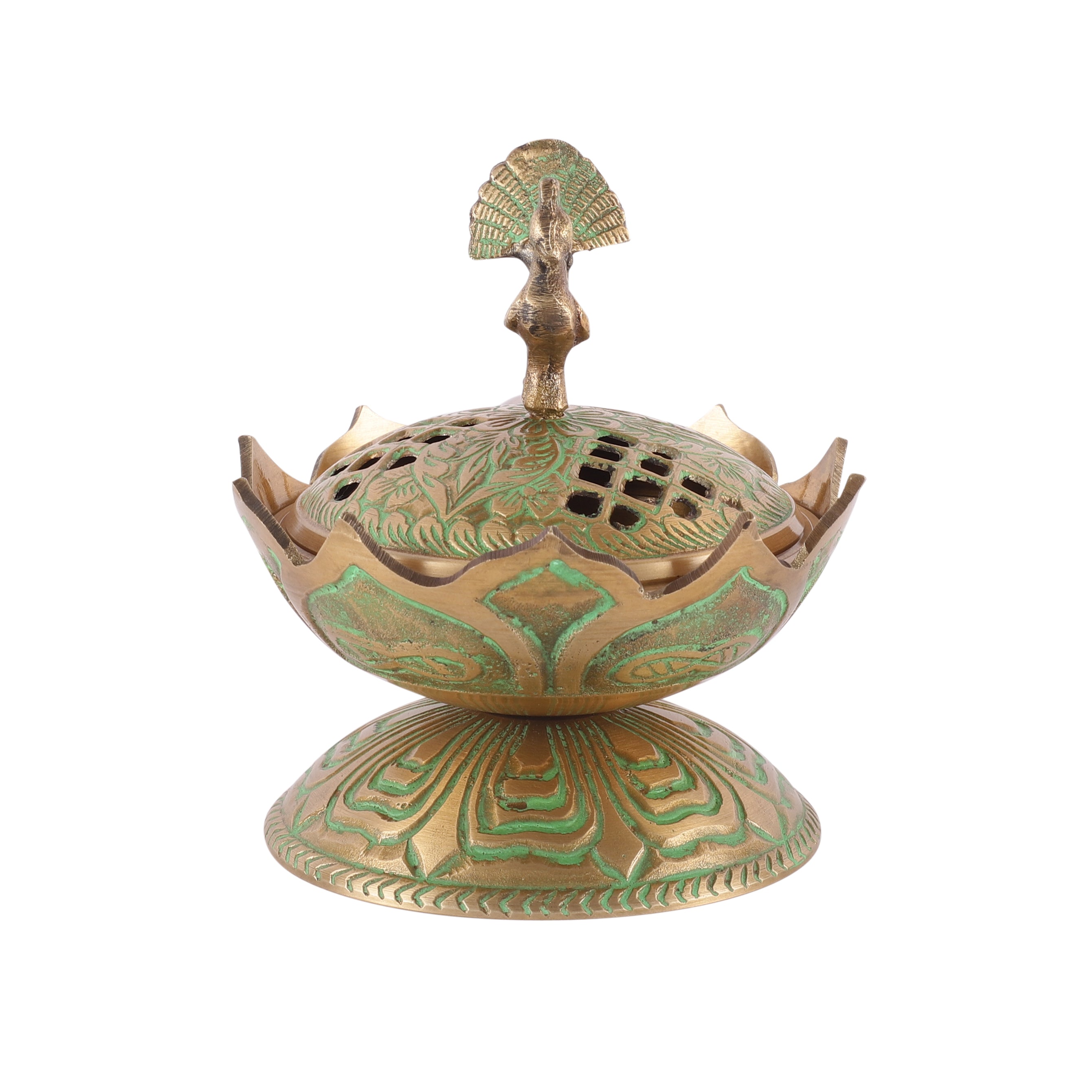 Wooden Handle Peacock Incense Holder