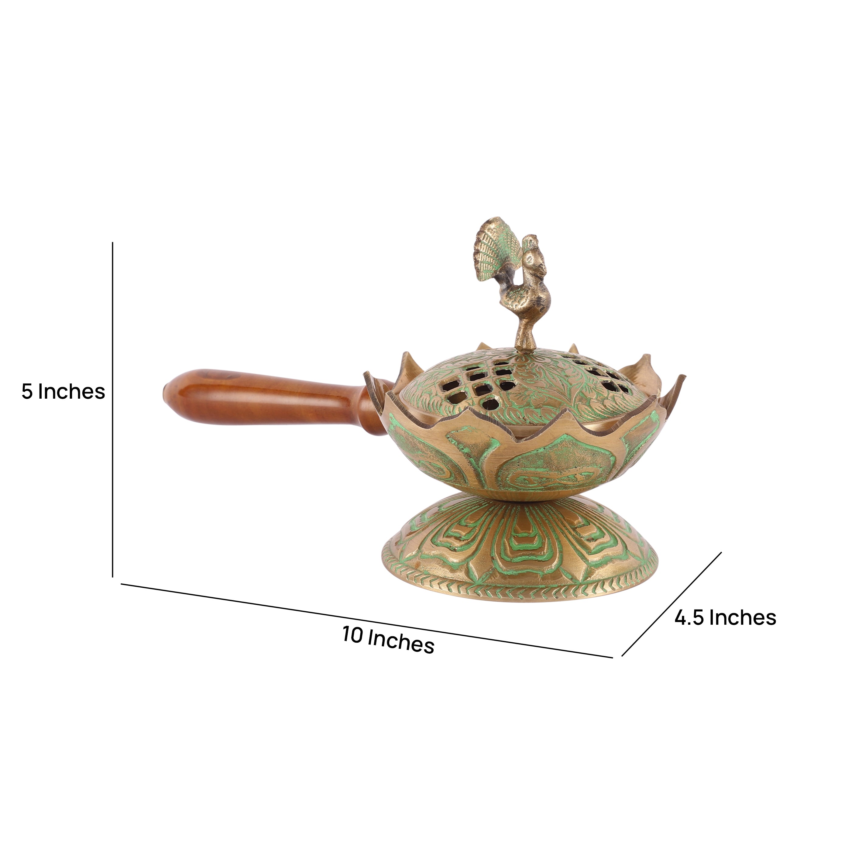 Wooden Handle Peacock Incense Holder