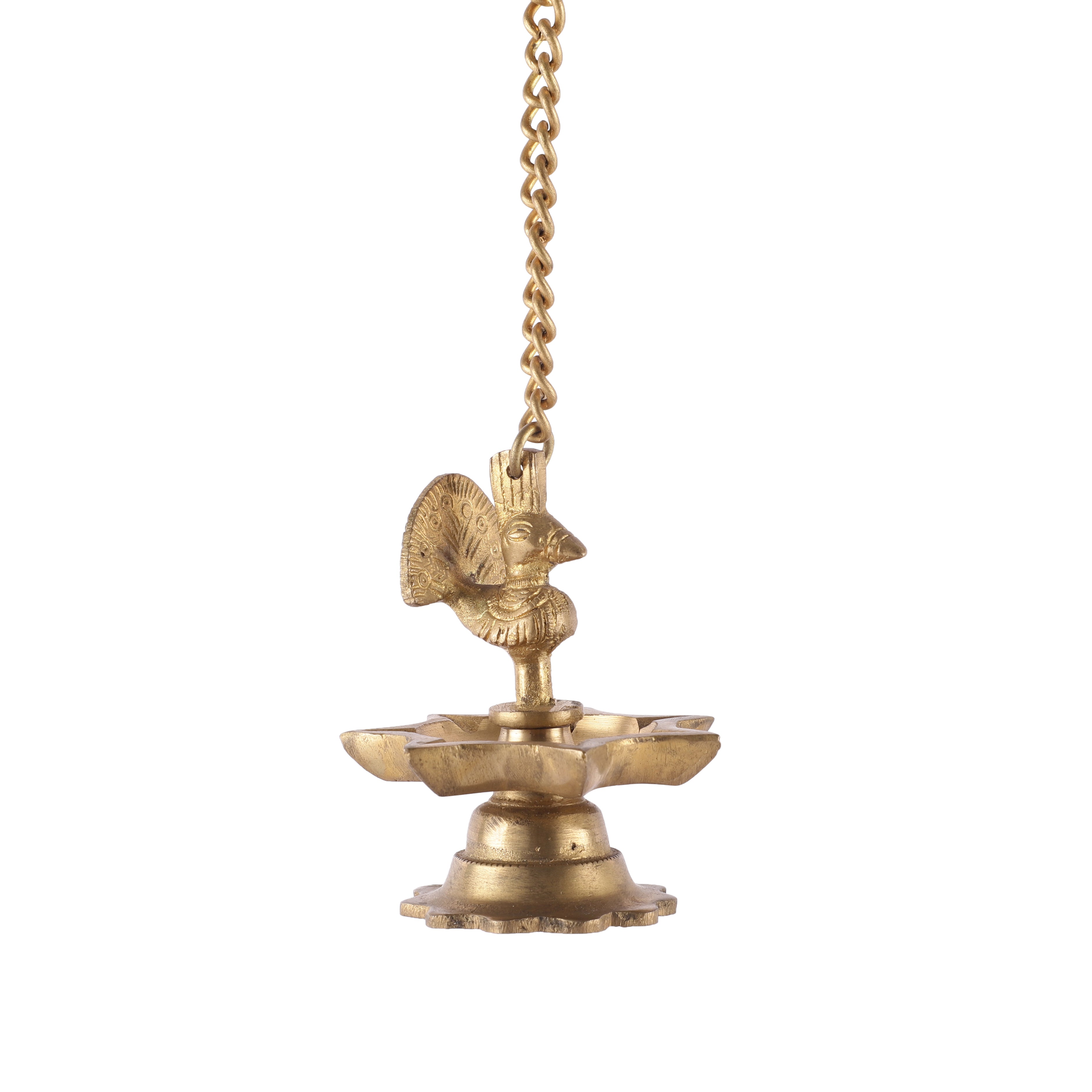 Hanging Chain Peacock Oil Lamp