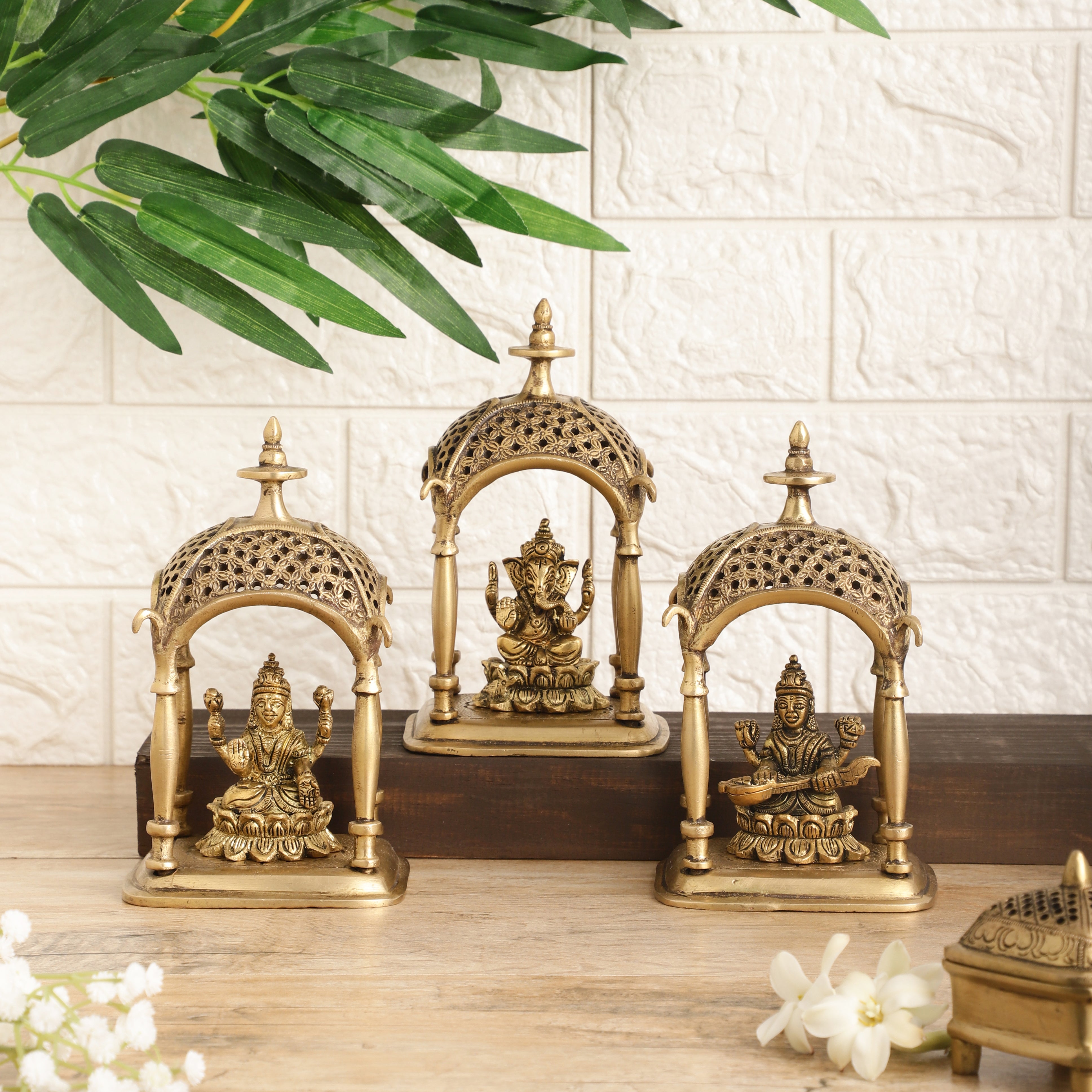 Ganesh Lakshmi Saraswati Brass Mandir (Single)