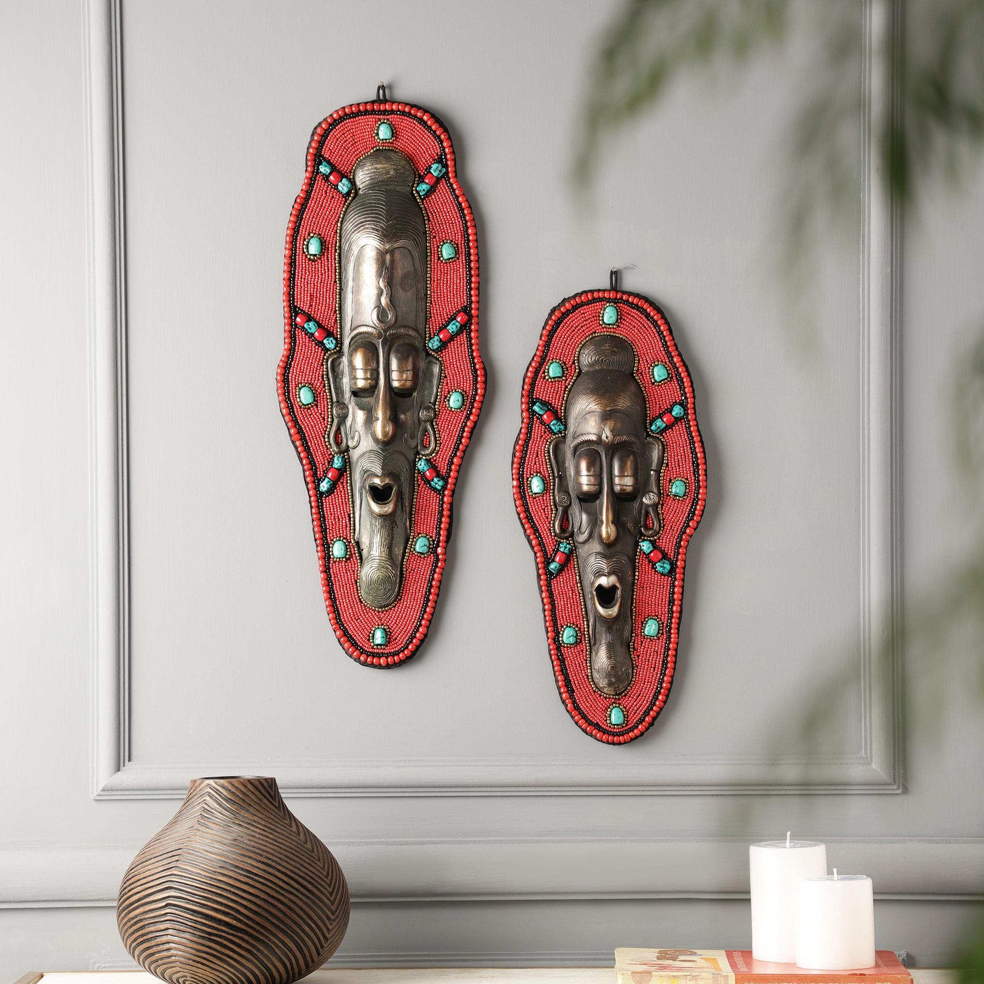 African Tribe Beads & Metal Wall Art (Single)