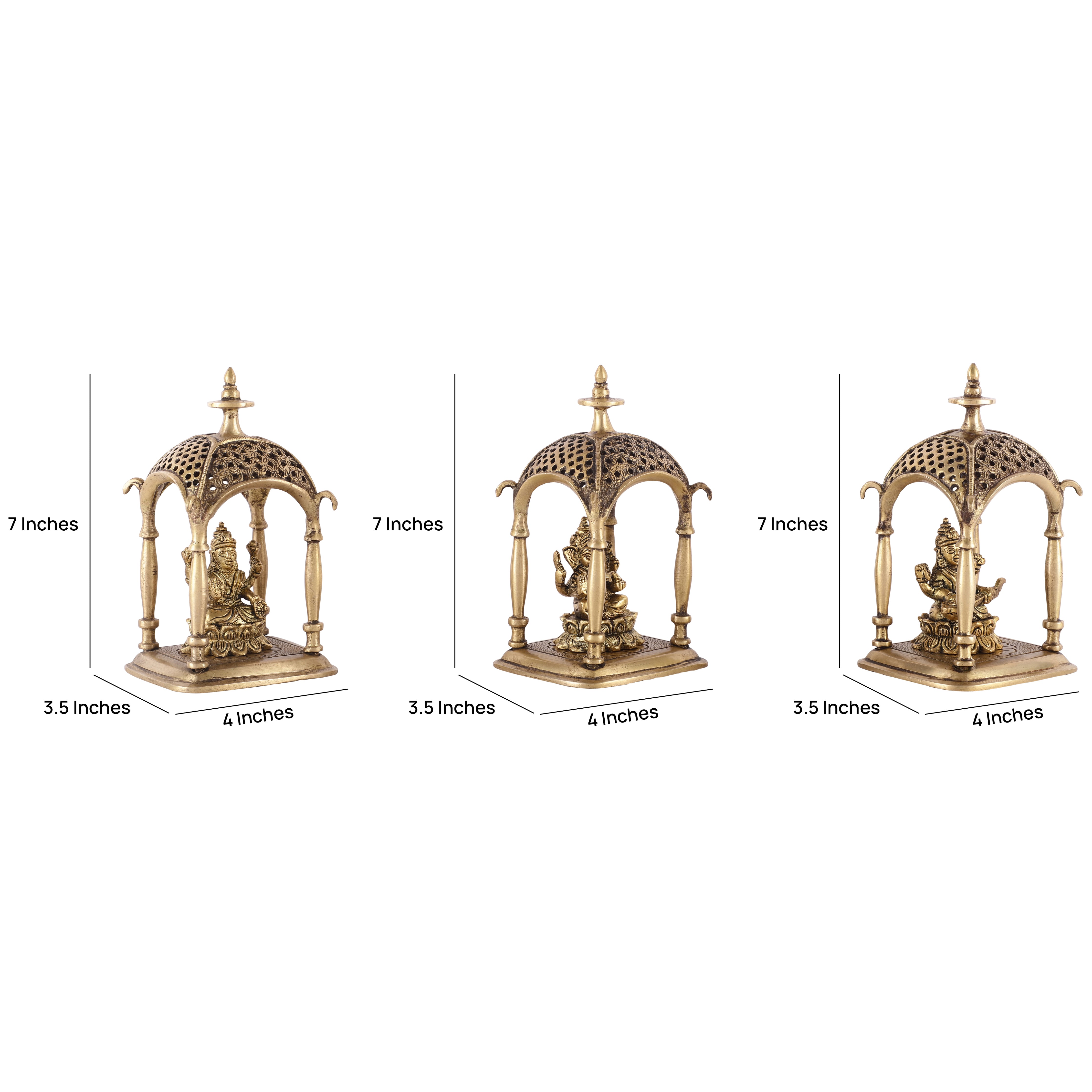 Ganesh Lakshmi Saraswati Brass Mandir (Single)