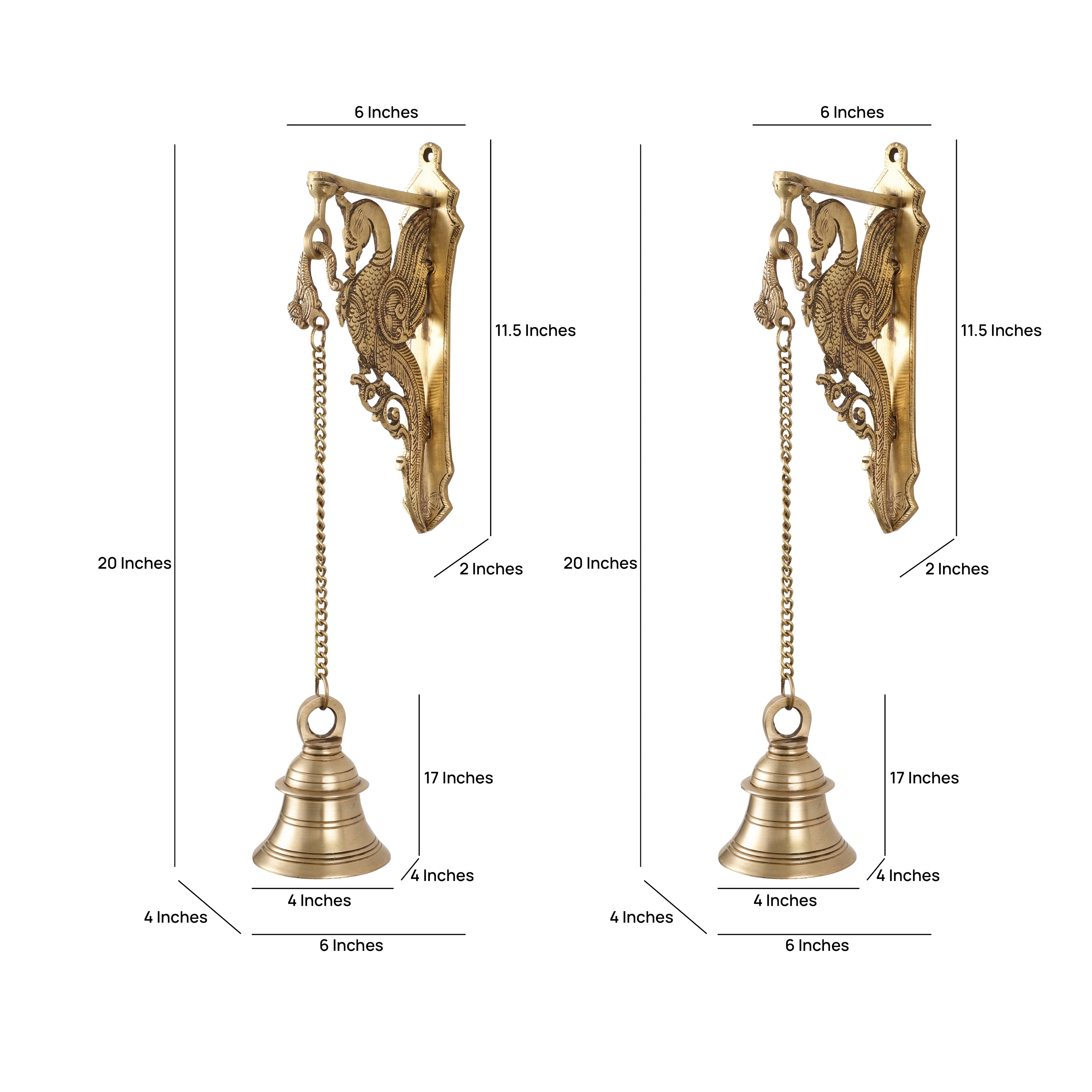 Brass Peacock Wall Hanger (Single)