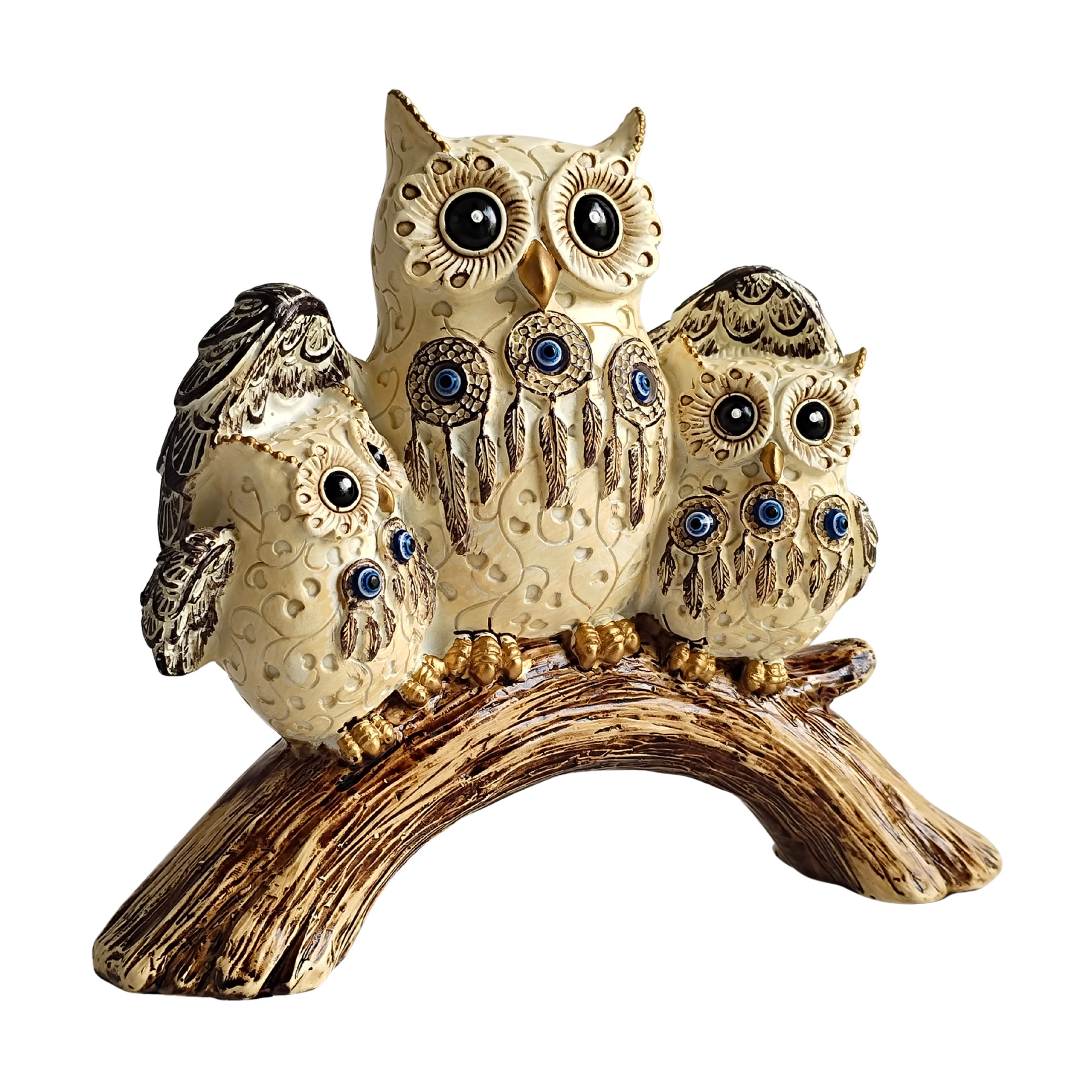 Dream Catchers Three Owl Family (Cream)