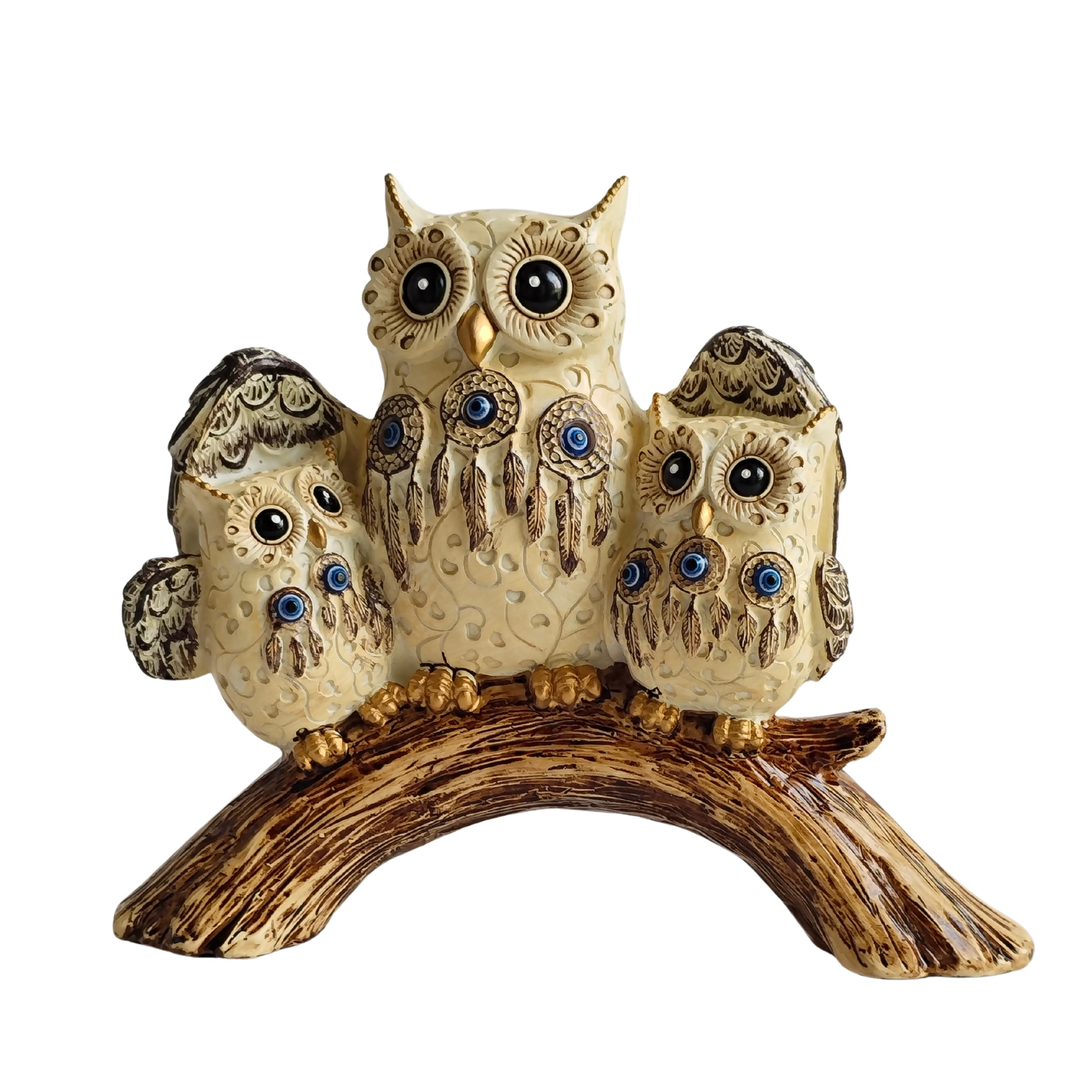 Dream Catchers Three Owl Family (Cream)
