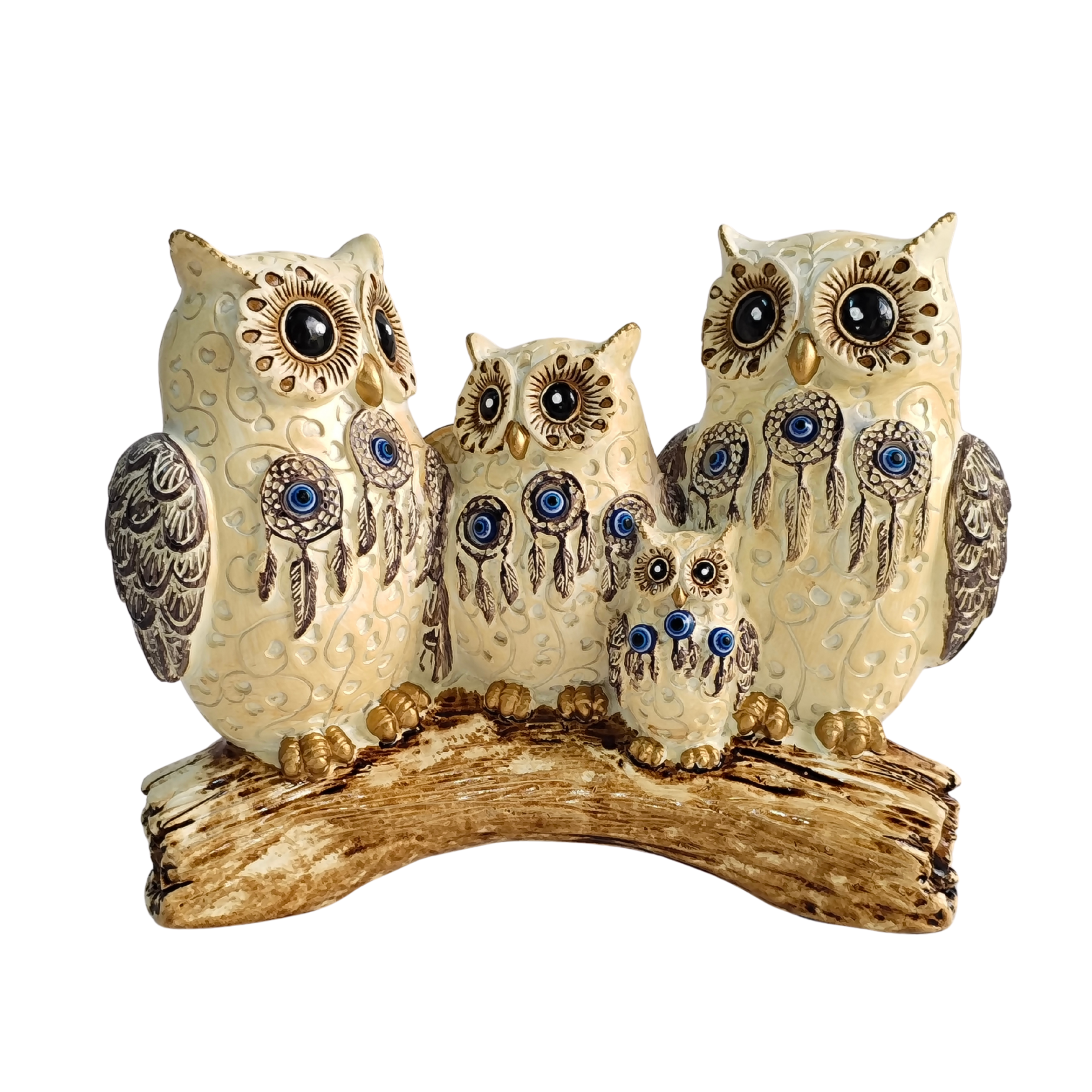 Dream Catchers Four Owl Family (Cream)