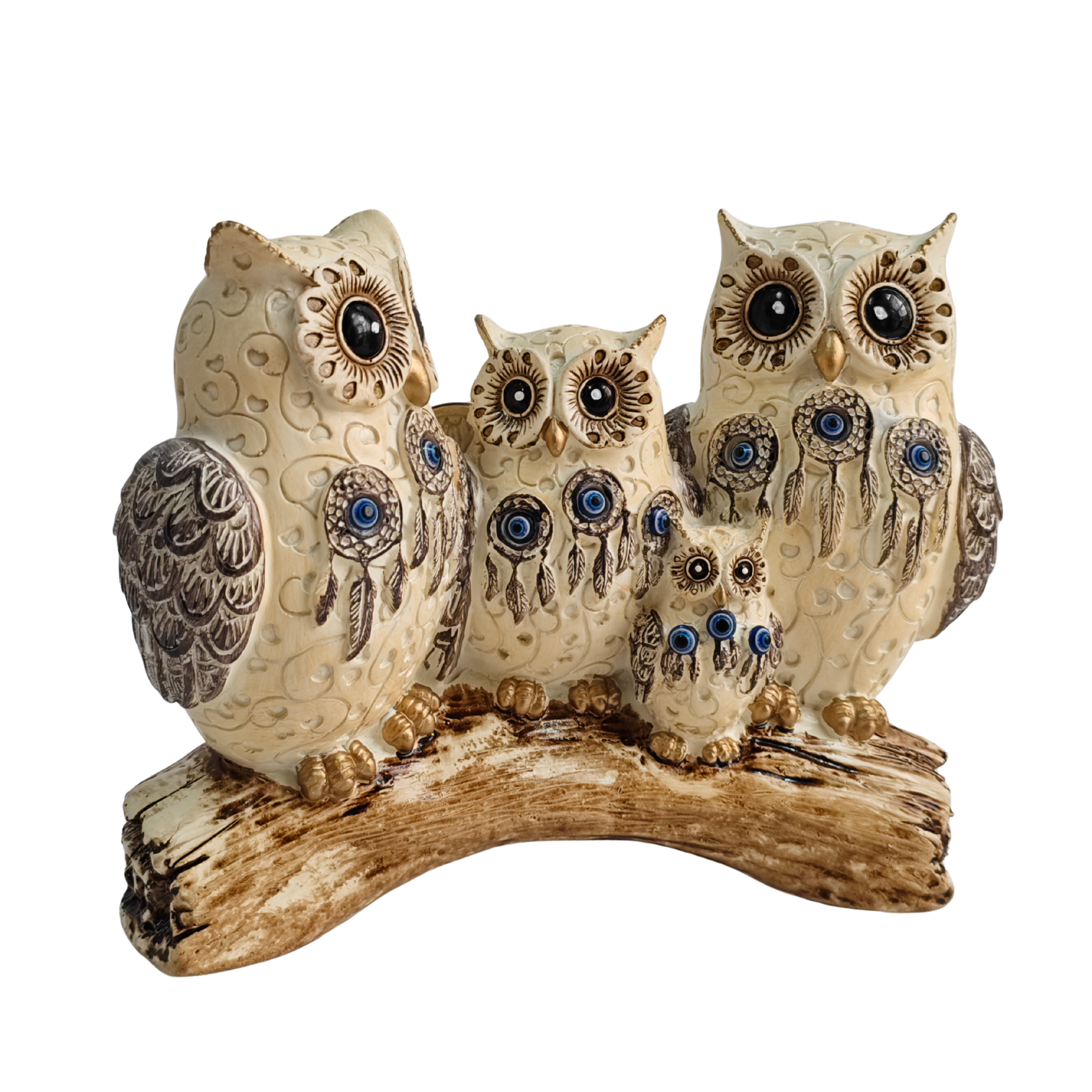 Dream Catchers Four Owl Family (Cream)