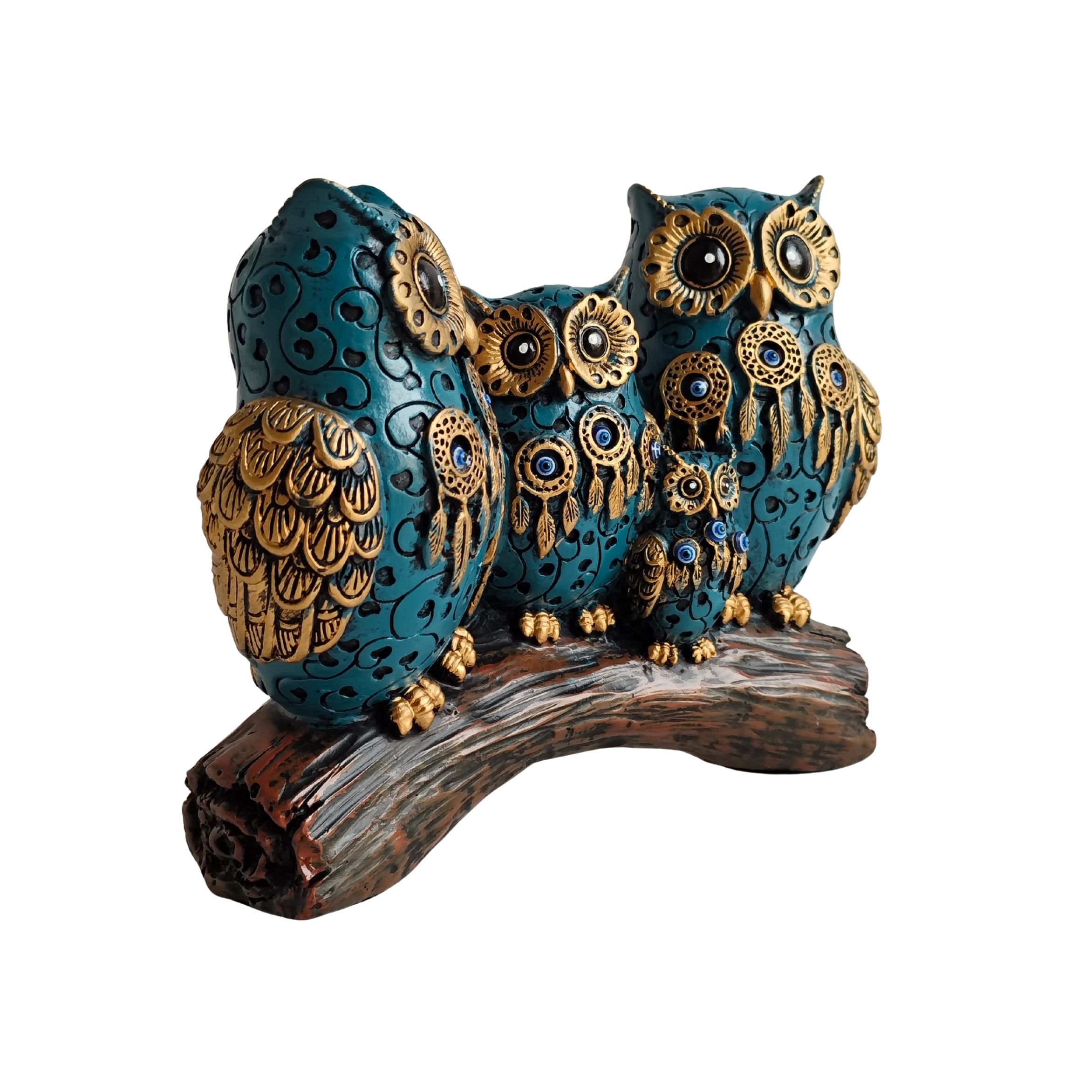 Dream Catchers Four Owl Family (Blue)