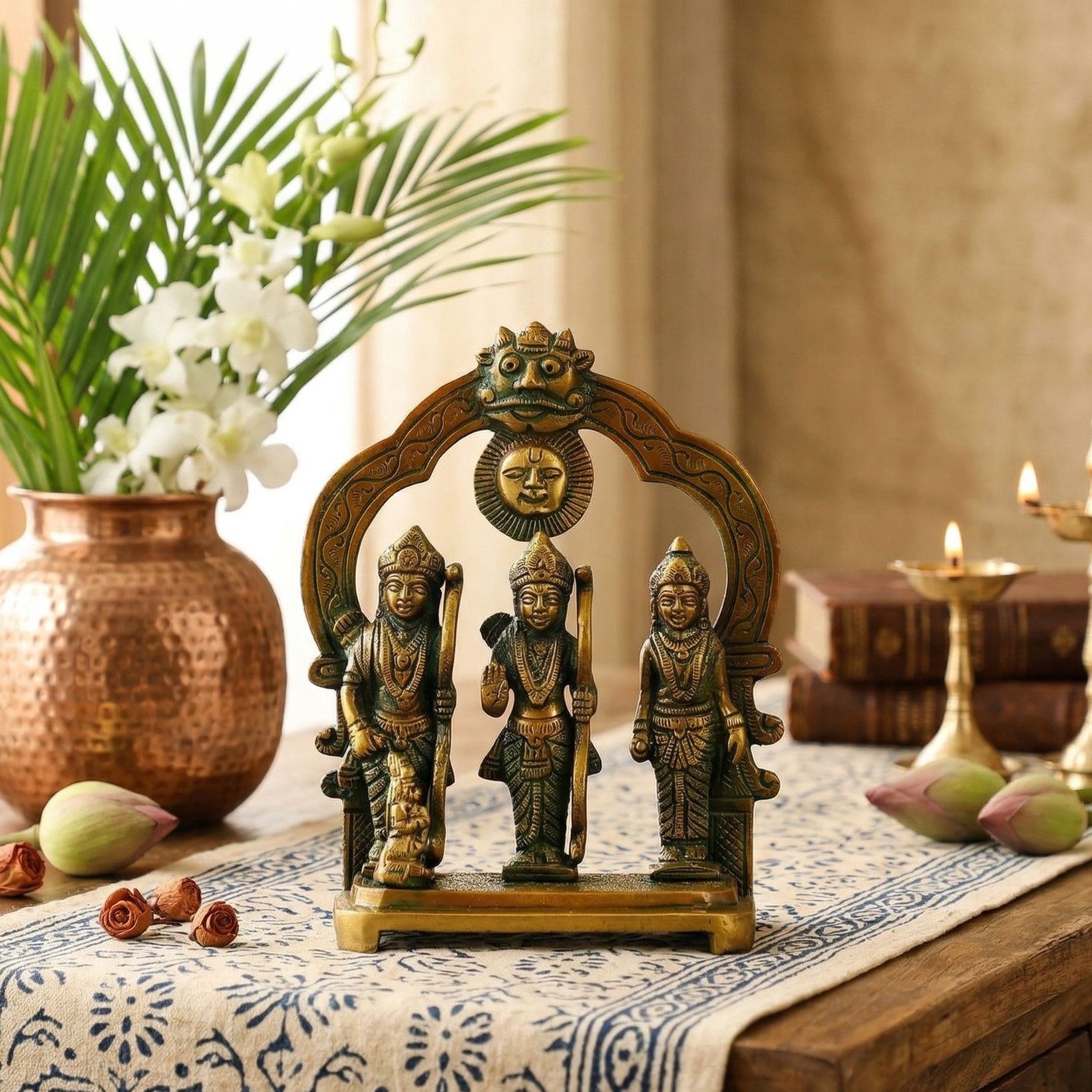 Antique Brass Ram Darbar (Green/Brown)