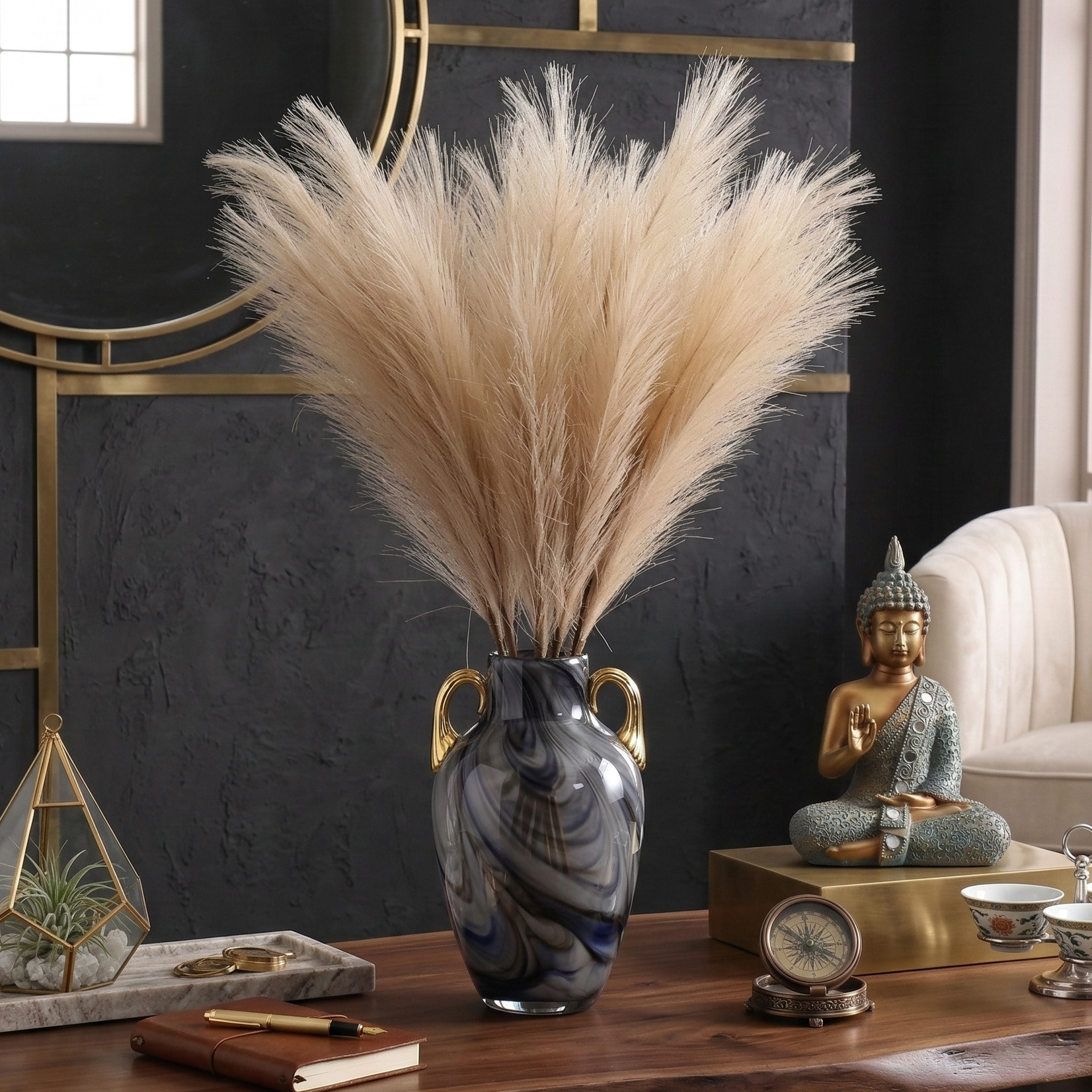 Beige Faux Pampas Grass Stick (Set of 5)