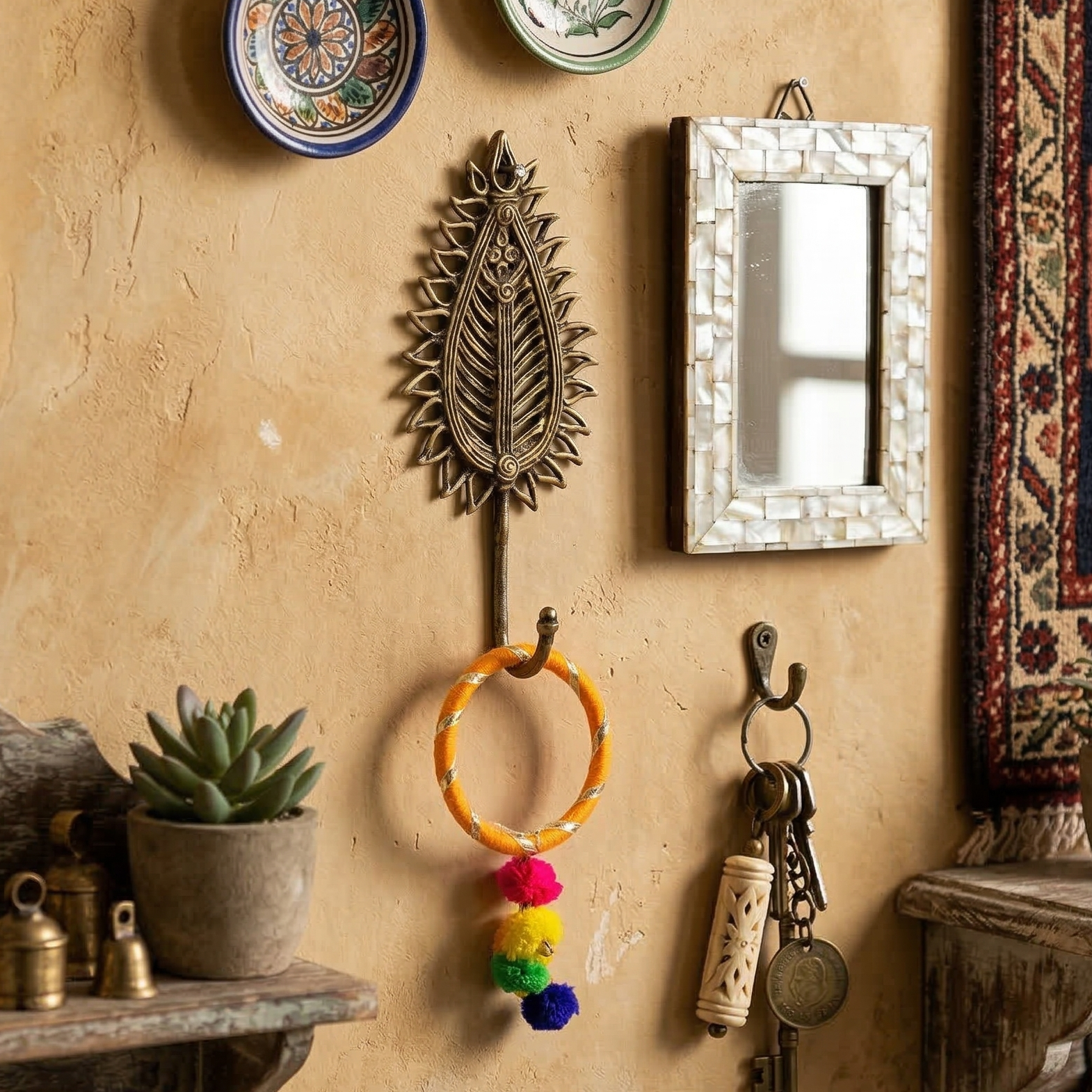 Birch Leaf Brass Key Hanger