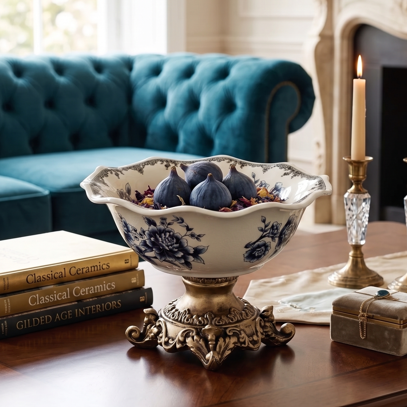 Blue Ceramic Bowl with Base