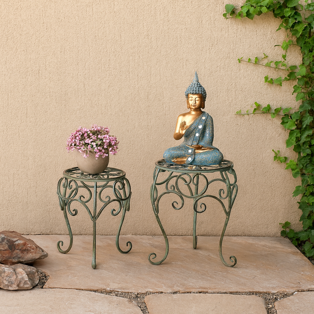 Olive Garden Round Decorative Short Tables (Set of 2)