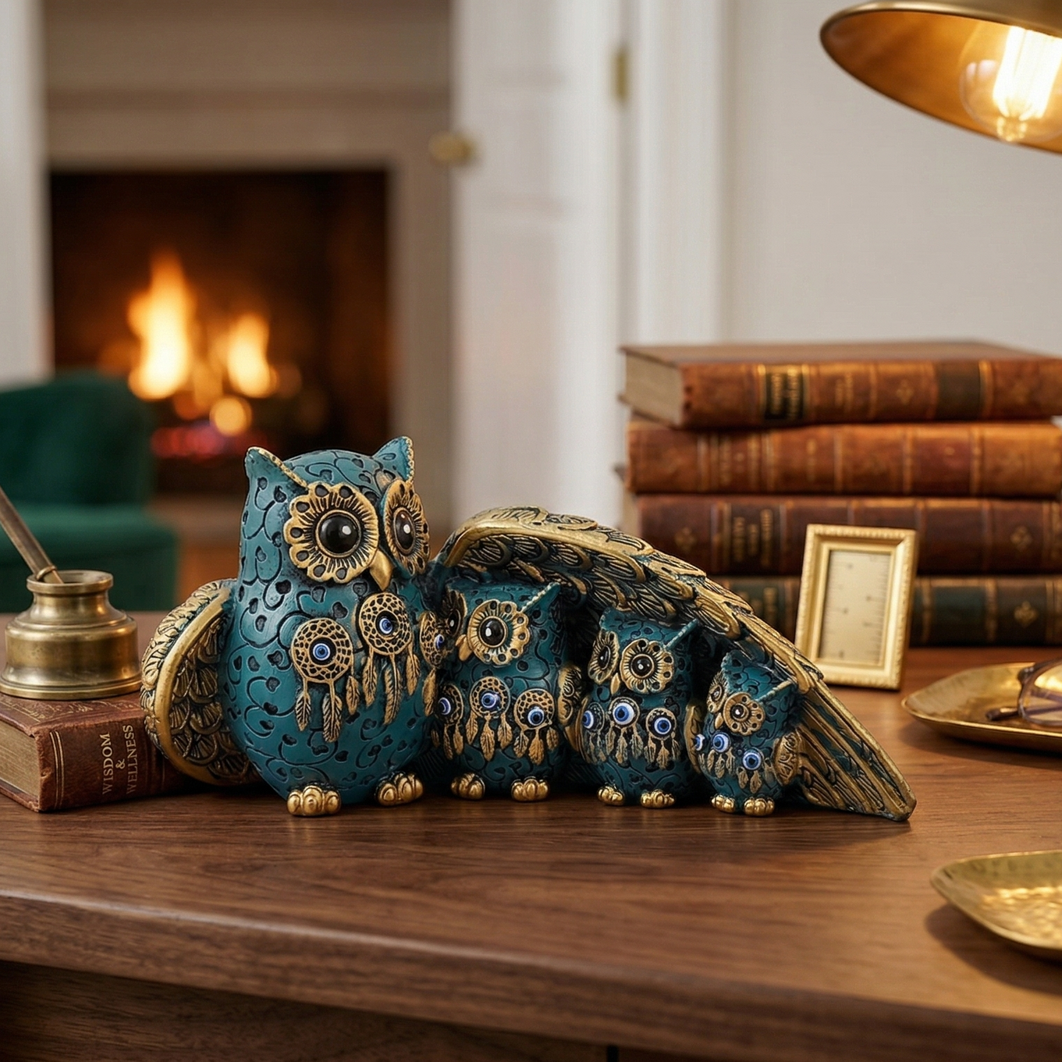 Dream Catchers Owl Family (Blue)