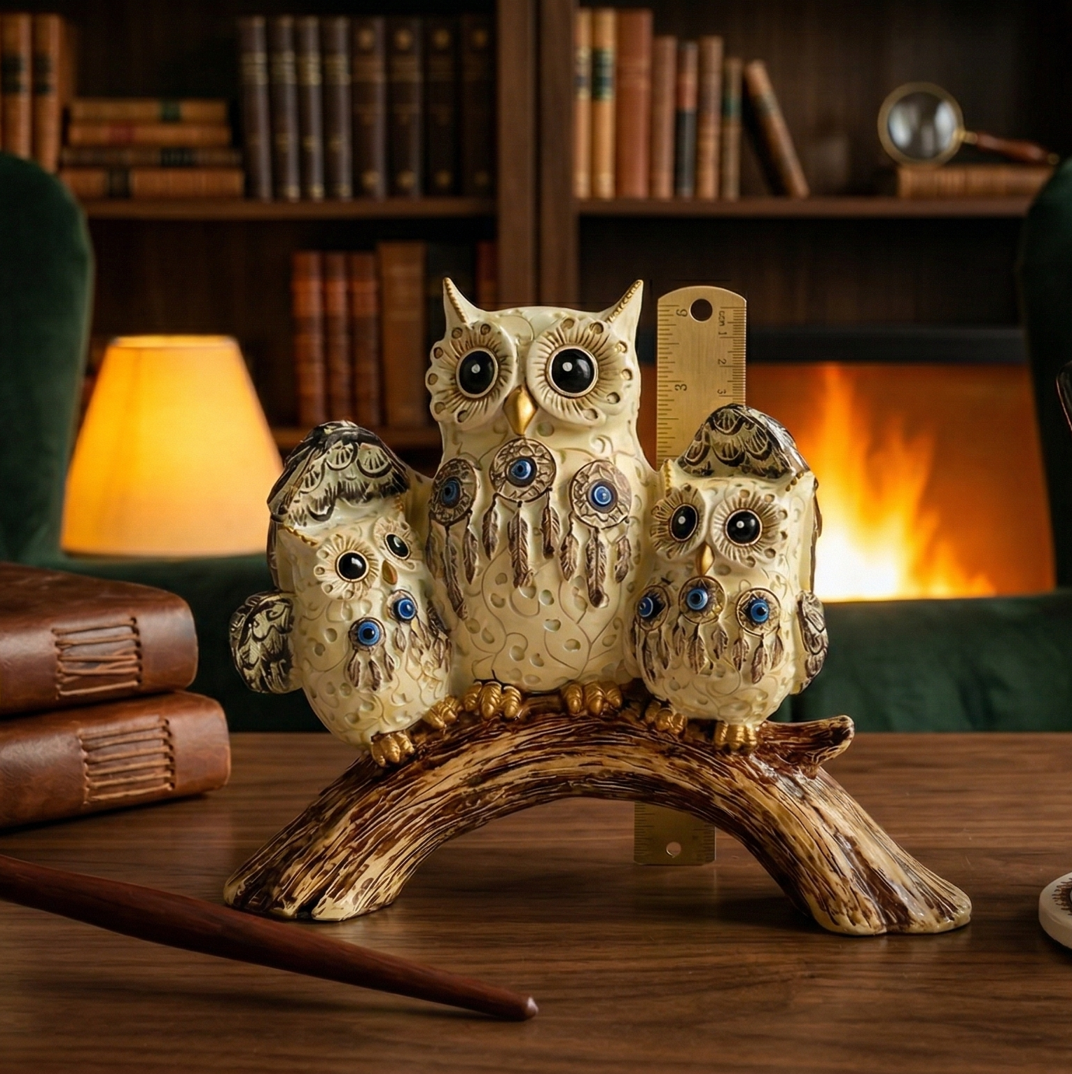 Dream Catchers Three Owl Family (Cream)