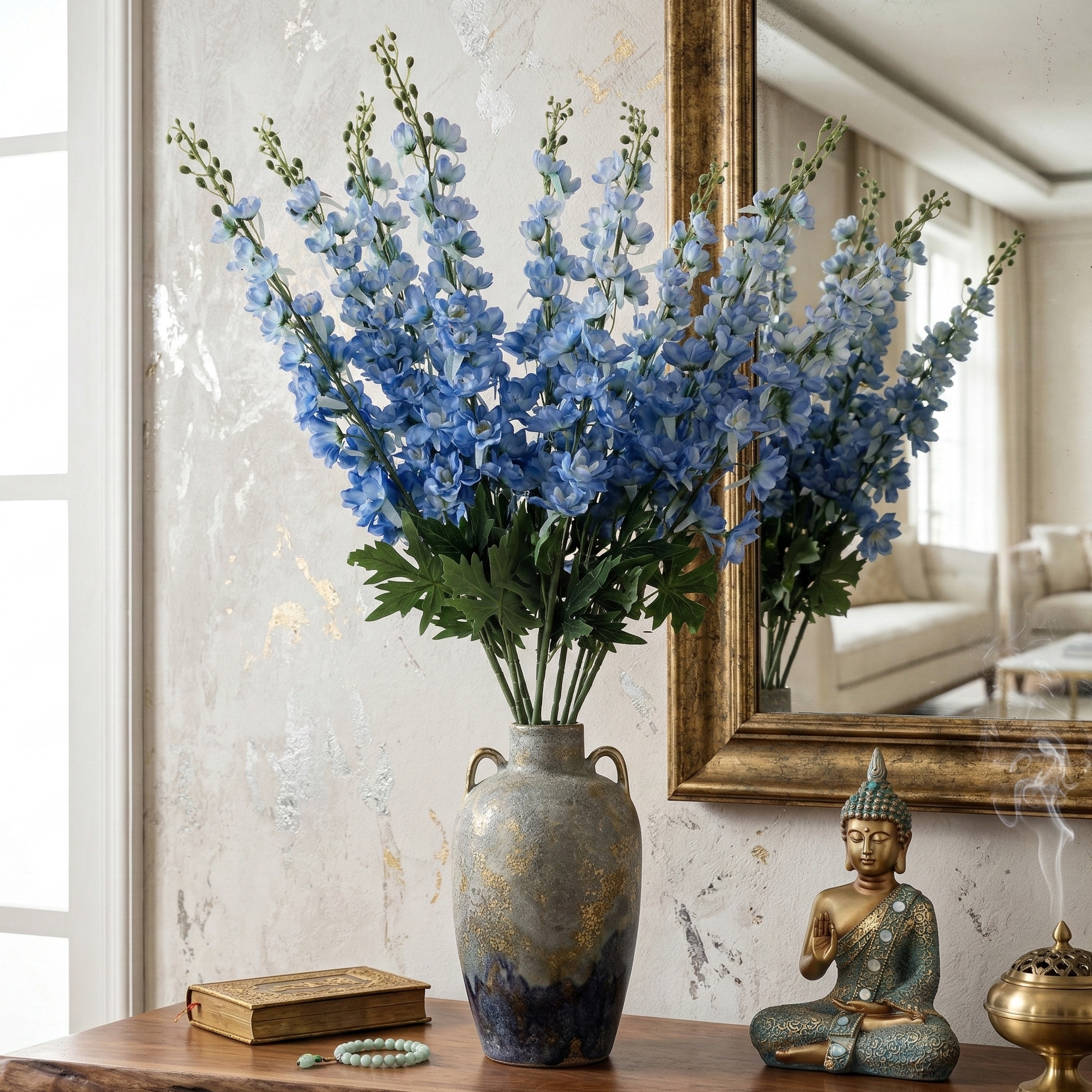 Faux Dual Shade Blue Delphinium Stick (Single)