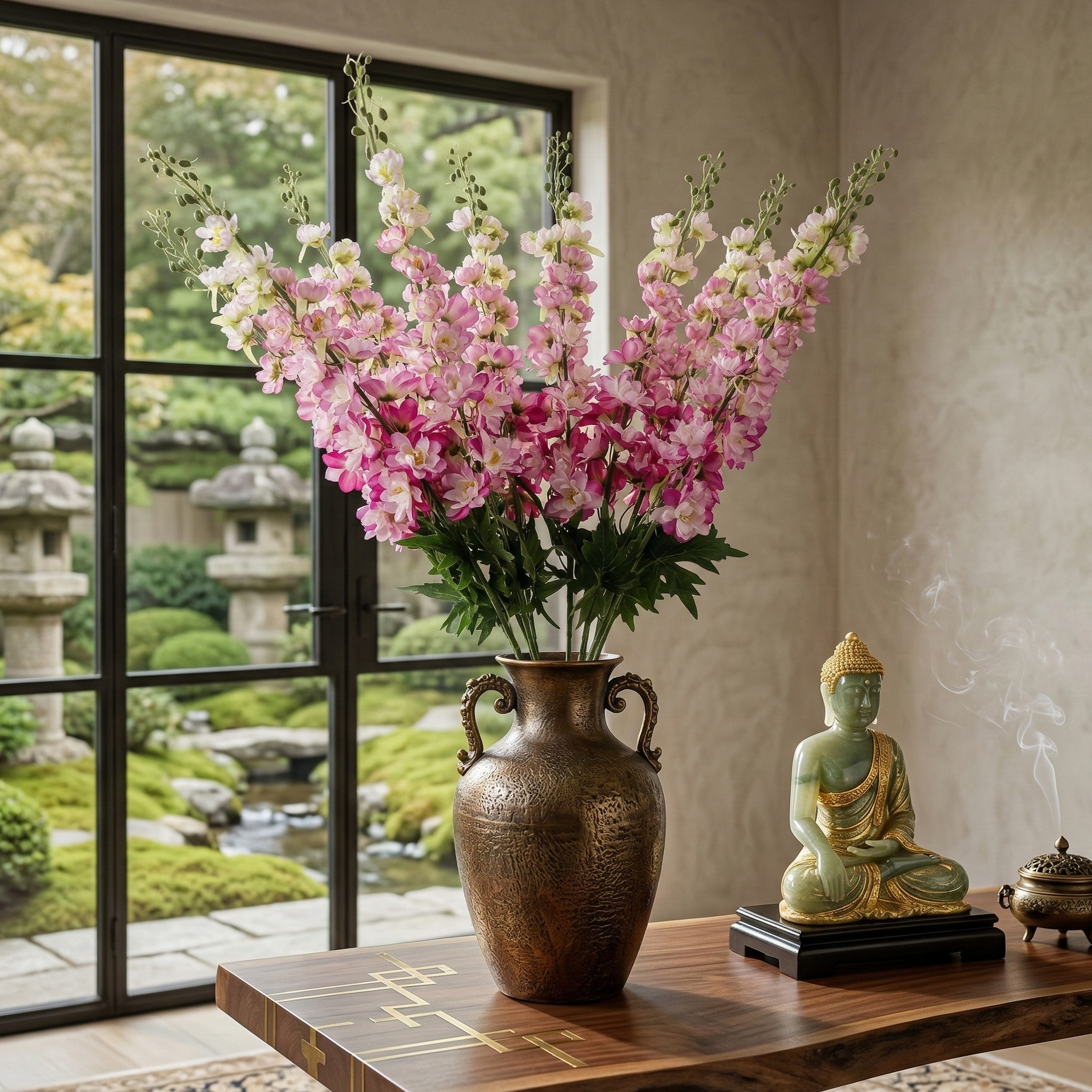 Faux Dual Shade Mauve Delphinium Stick (Single)