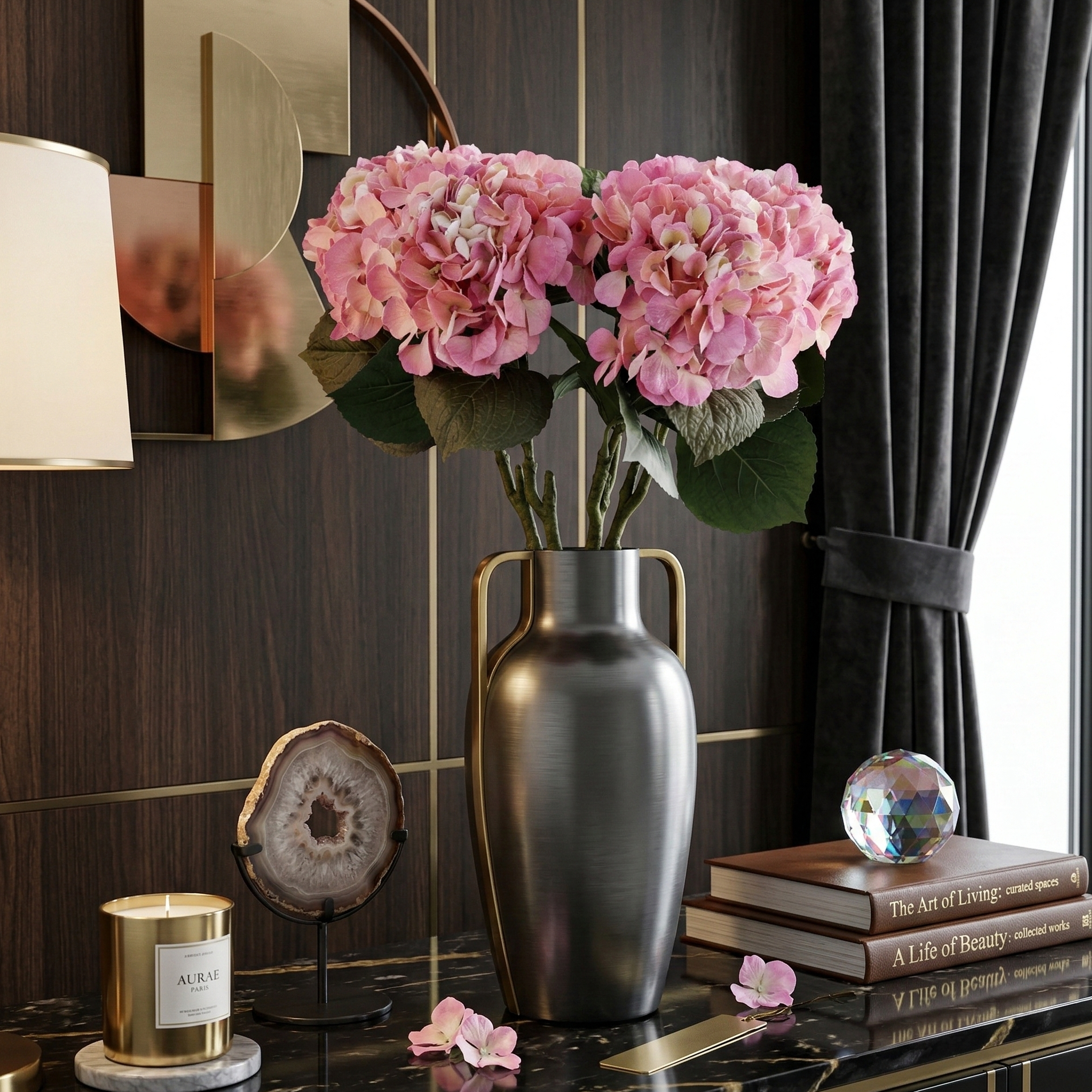 Faux Dual Shade Pink Hydrangea Stick (Single)