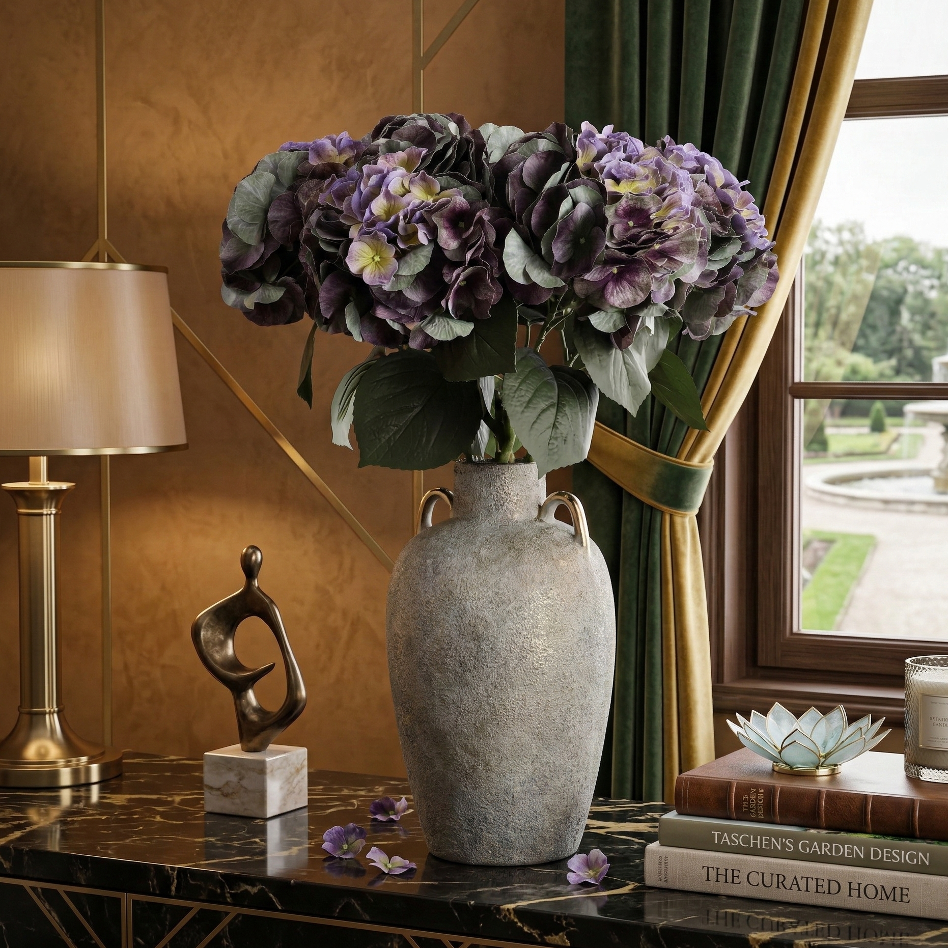 Faux Dual Shade Purple Hydrangea Stick (Single)