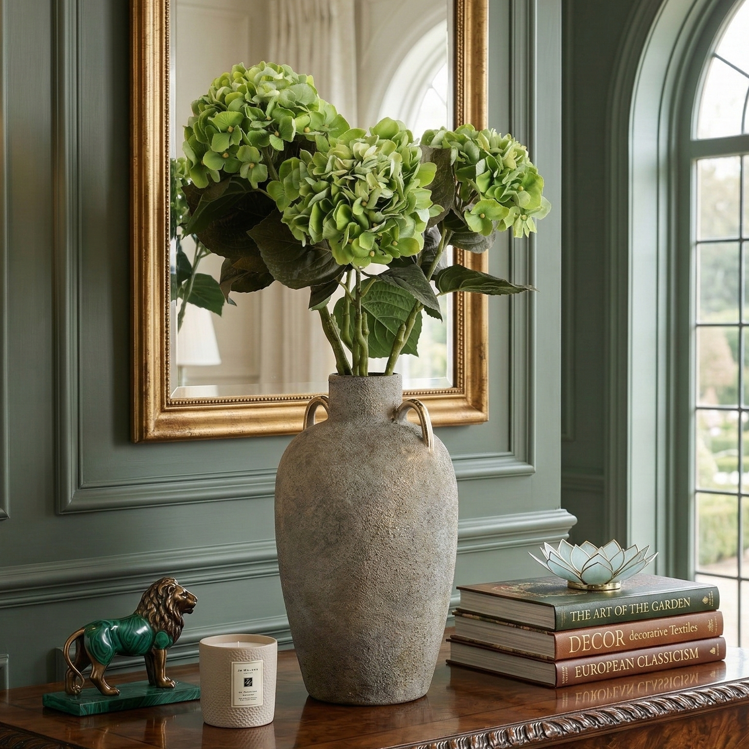 Faux Green Hydrangea Stick (Single)