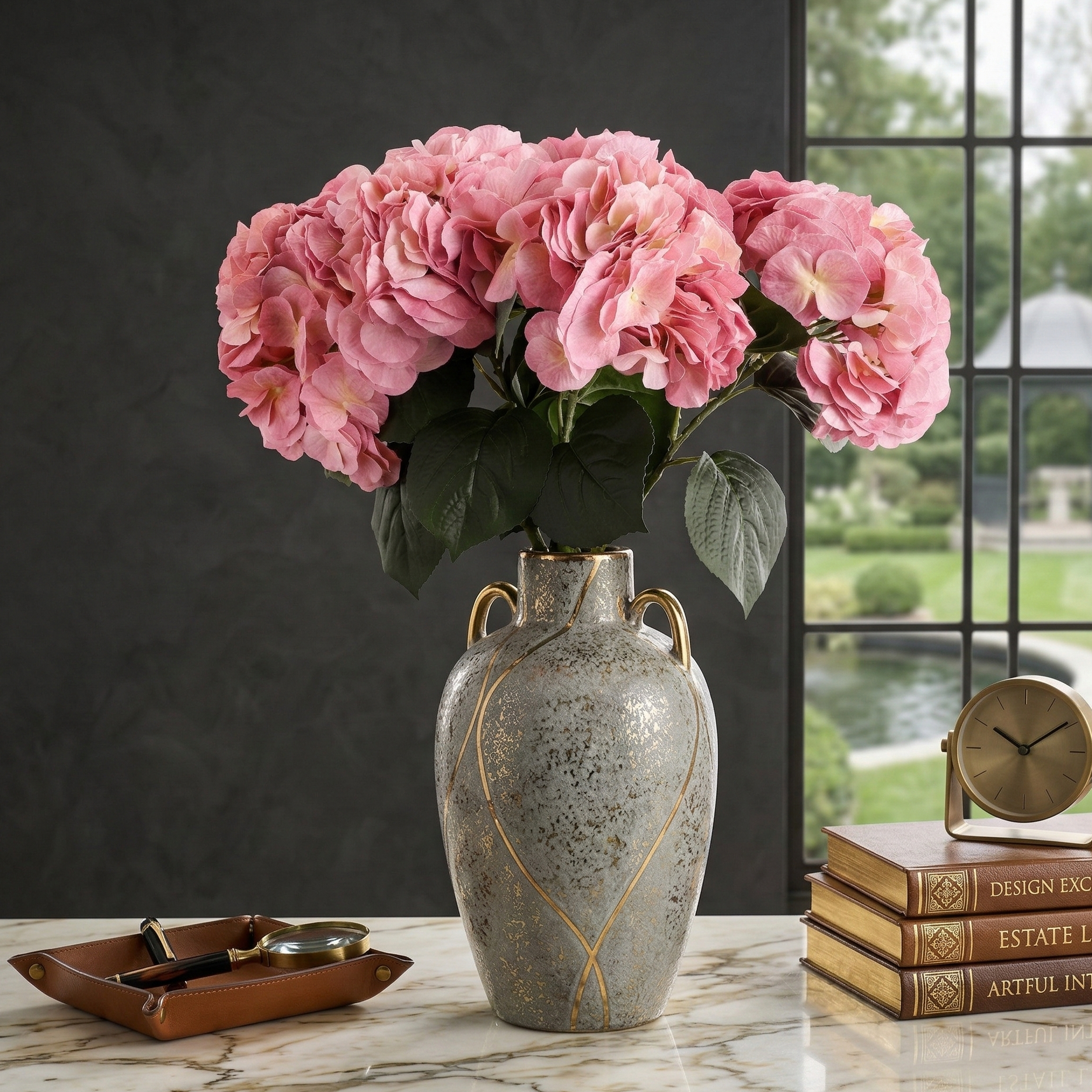 Faux Pink Hydrangea Stick (Single)