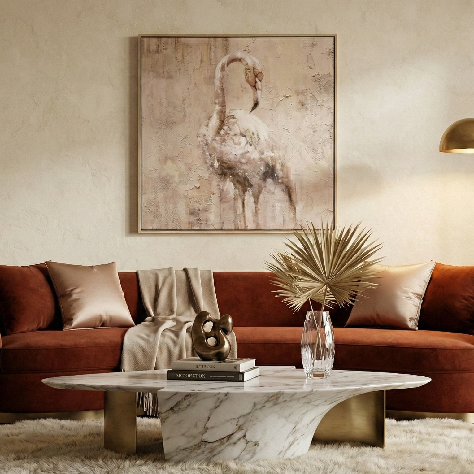 Textured Flamingo Portrait Canvas Art