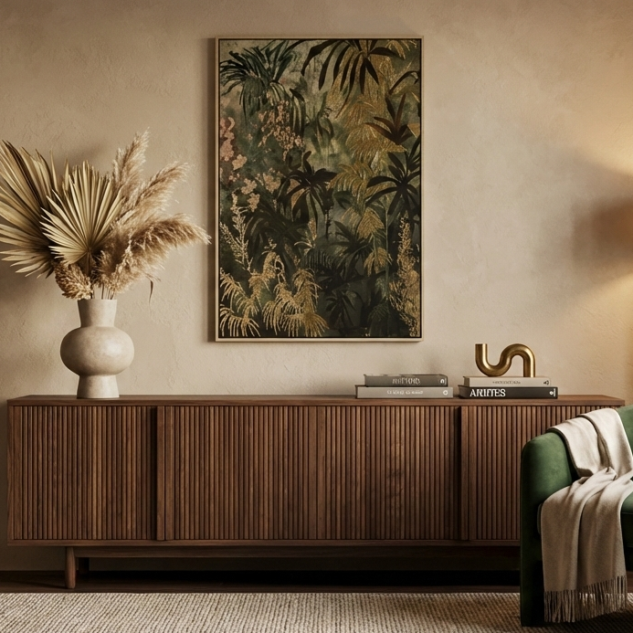 Tropical Foliage Oil Hand-Painted Canvas Art