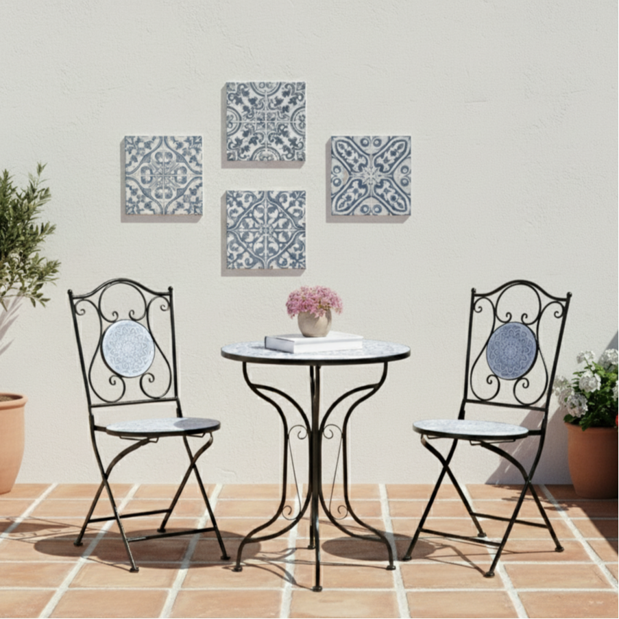 Santorini Outdoor Chairs & Table (Set of 3)