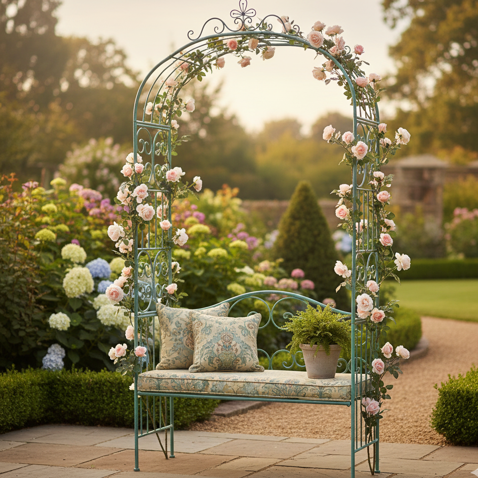Olive Garden Outdoor Bench With Arch