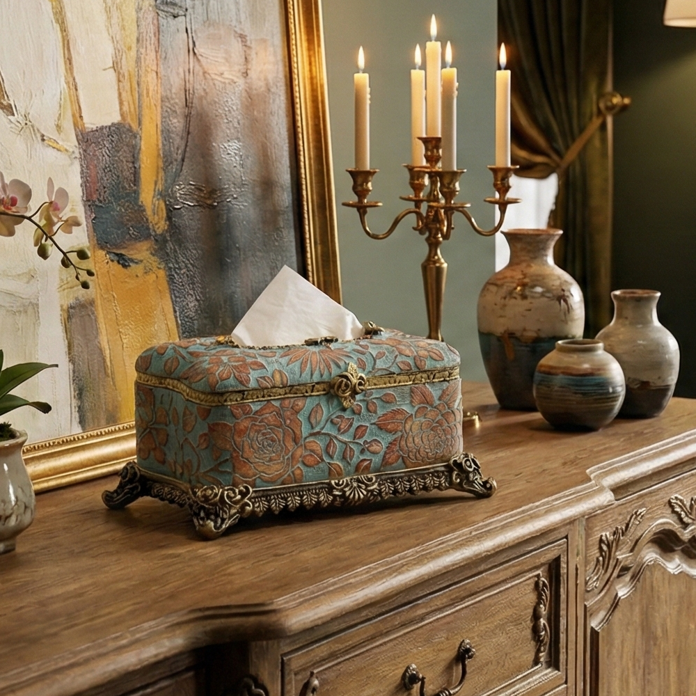 Tuscan Blue Tissue Holder