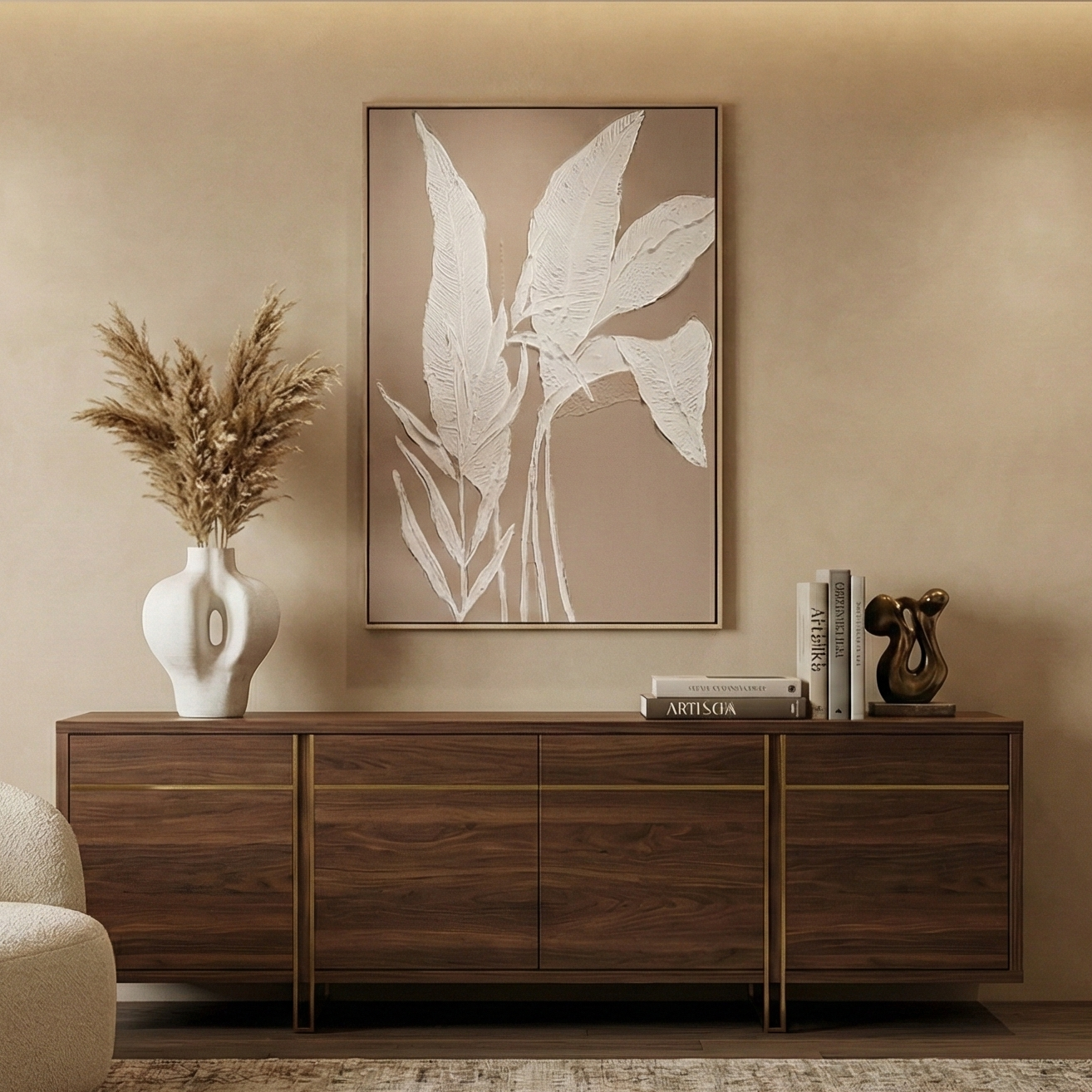 Textured Botanical Leaf Canvas Wall Art