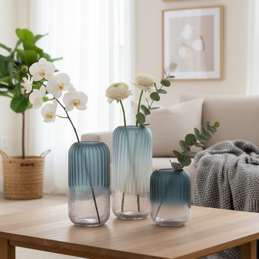 Ribbed Ombre Glass Vase (Single)